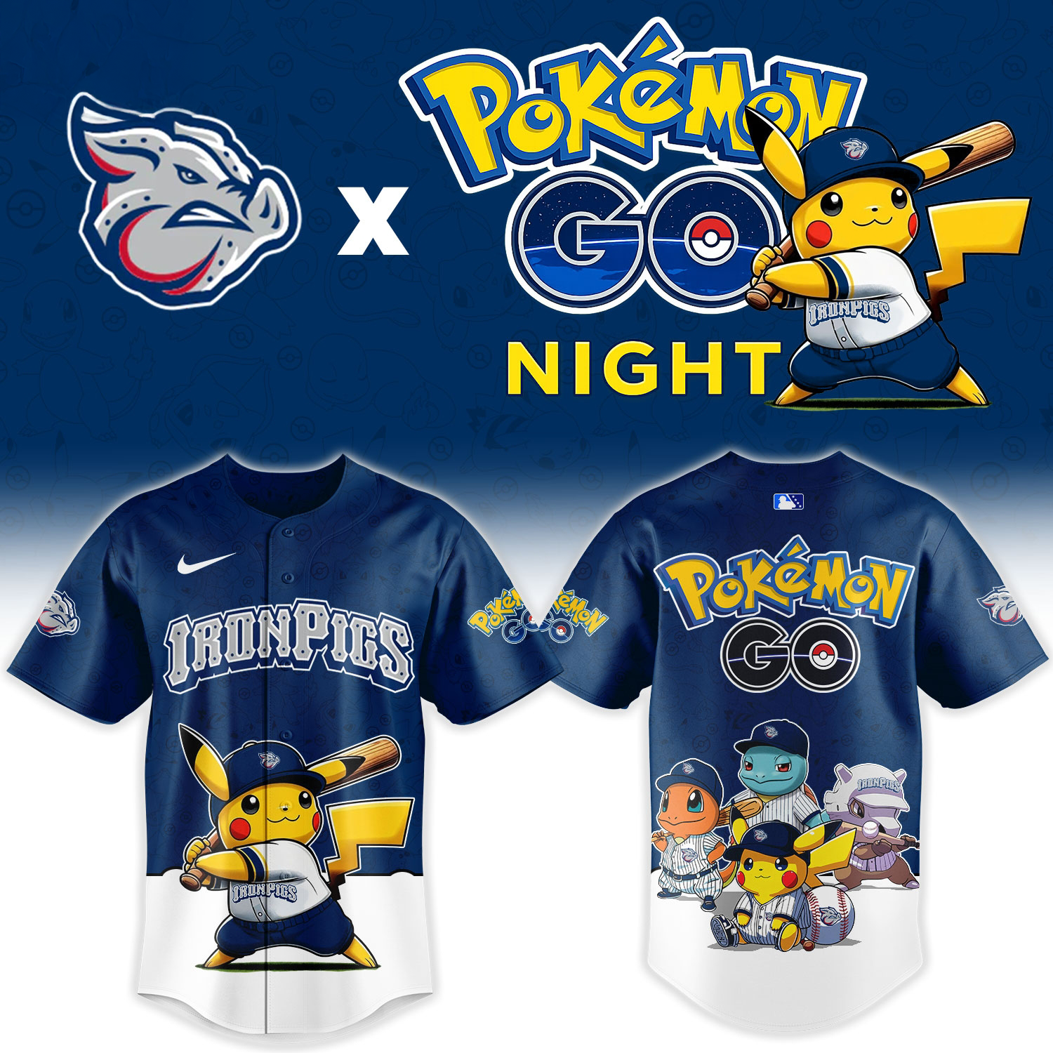 Lehigh Valley IronPigs Pokemon Go Night Limited Edition Baseball Jersey