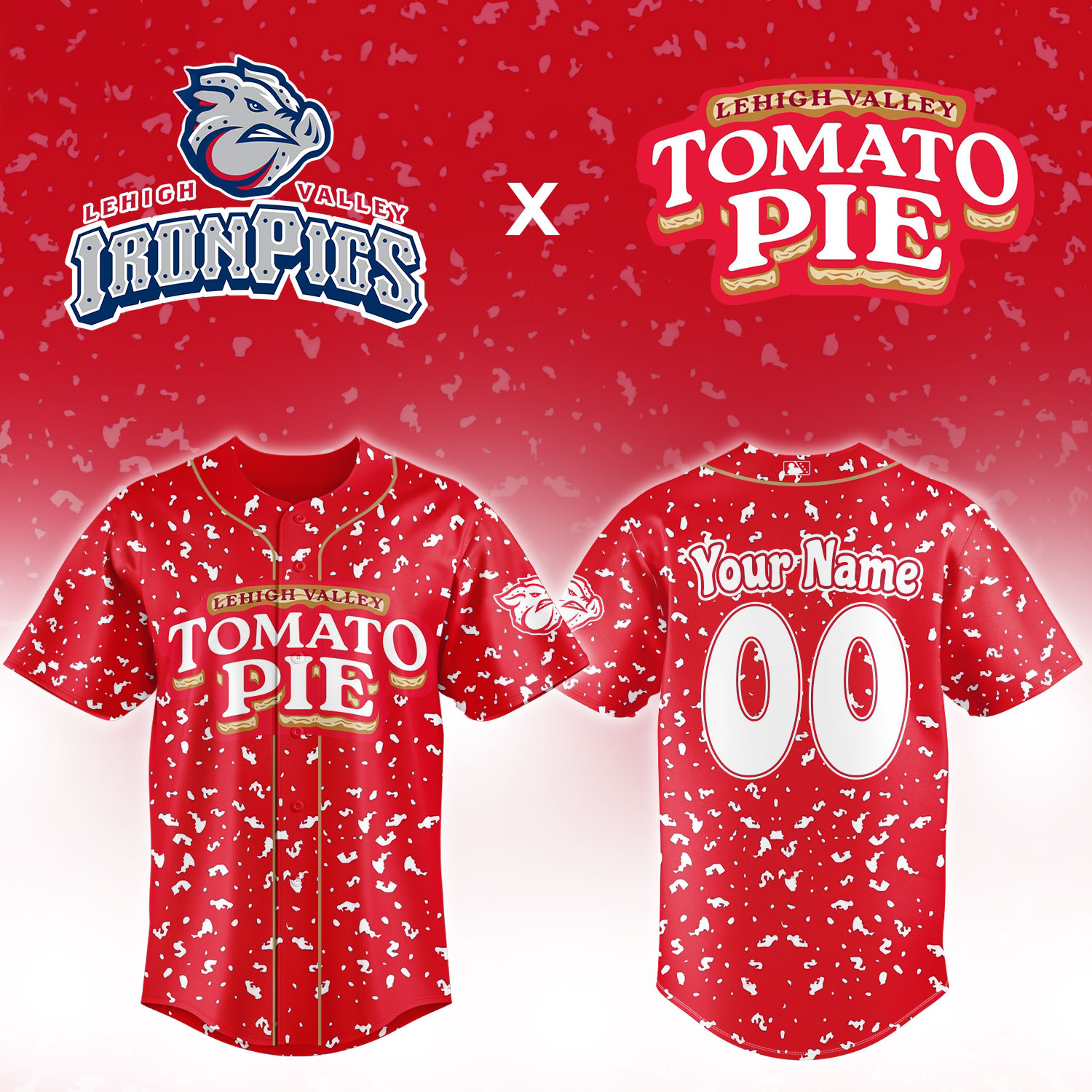 Lehigh Valley IronPigs Tomato Pie 2026 Custom Baseball Jersey
