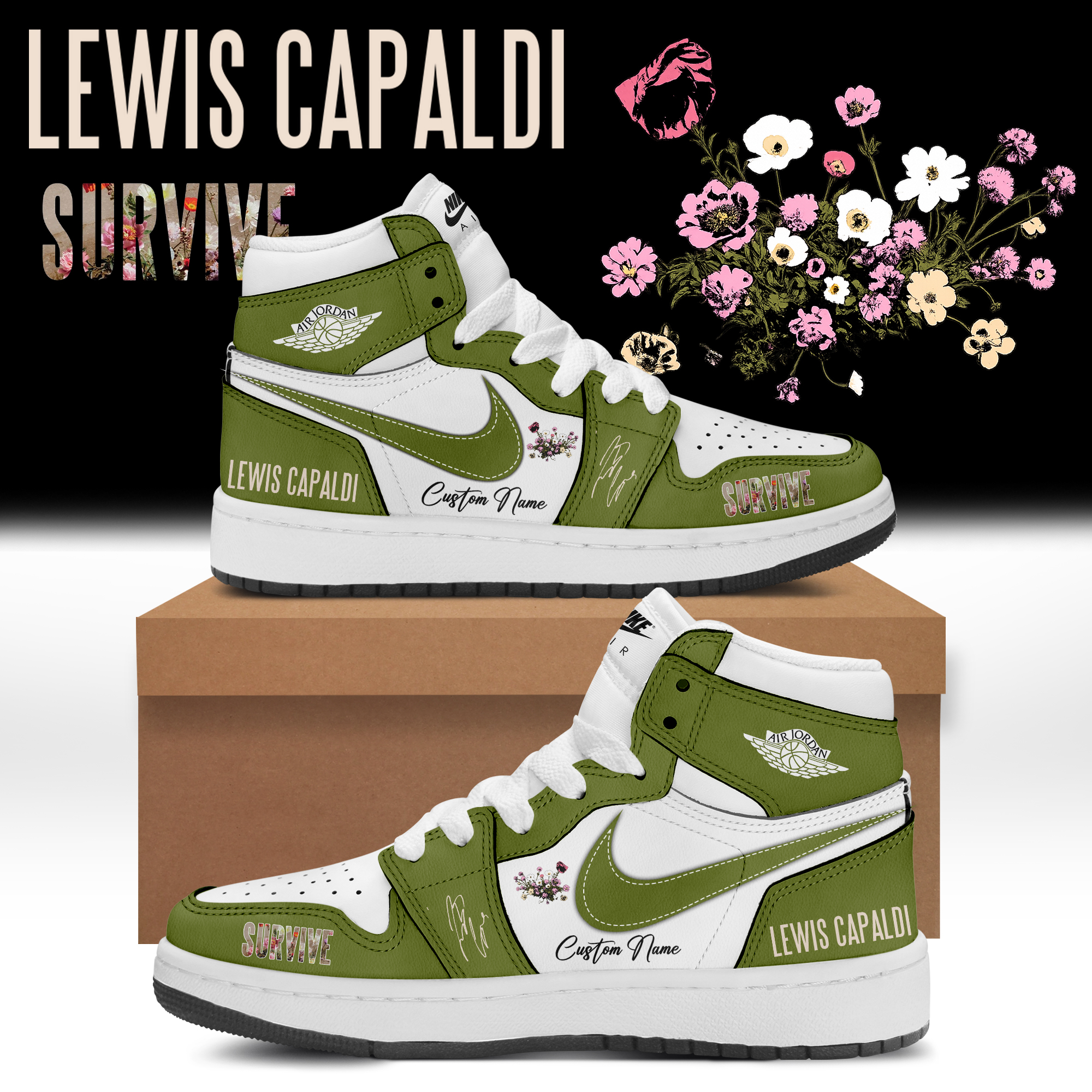 Lewis Capaldi Tour 2026 Collector Air Jordan 1 Streetwear Shoes