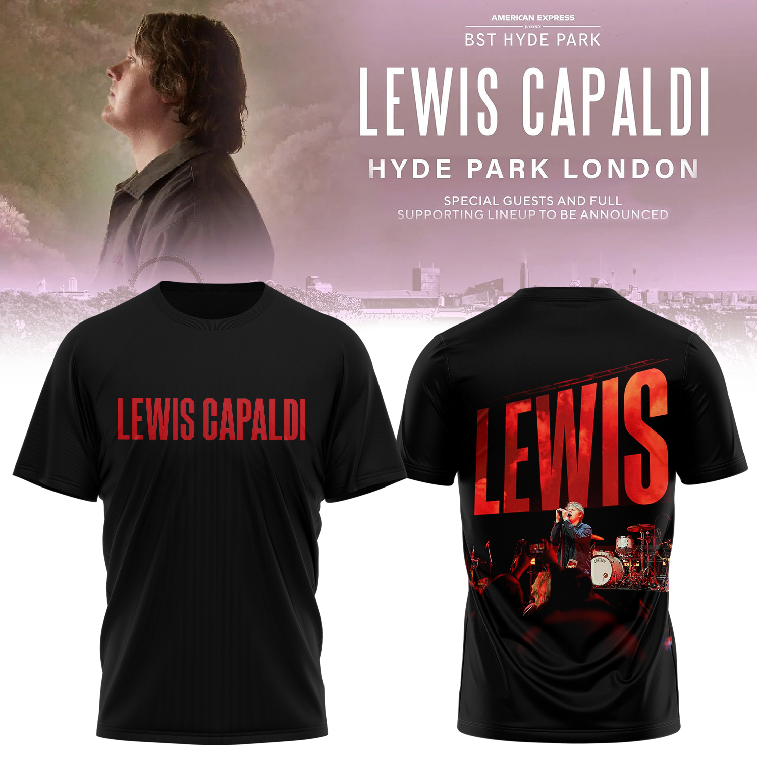 Lewis Capaldi Tour 2026 Concert Graphic T Shirt