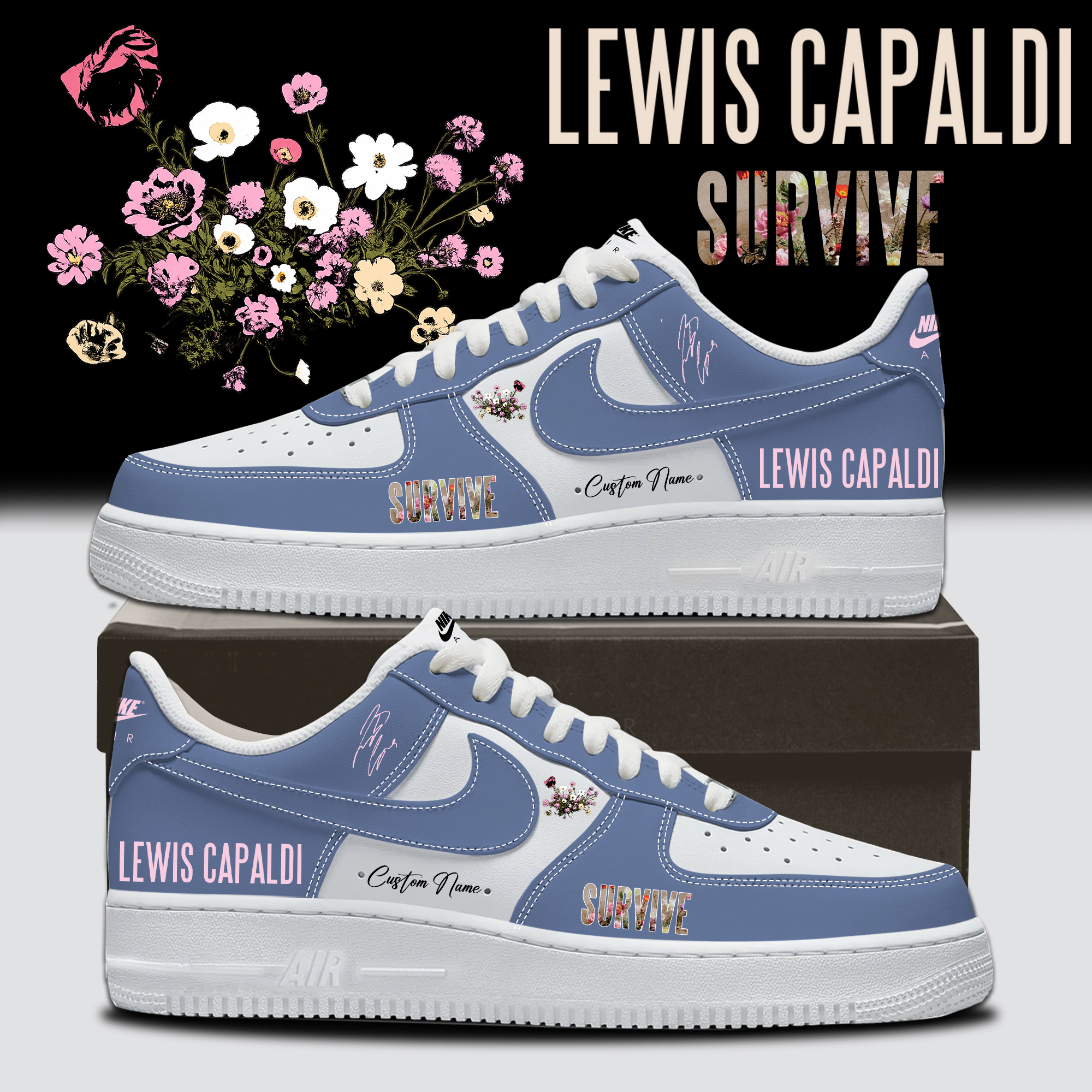 Lewis Capaldi Tour 2026 Exclusive AF1 Streetwear Sneakers