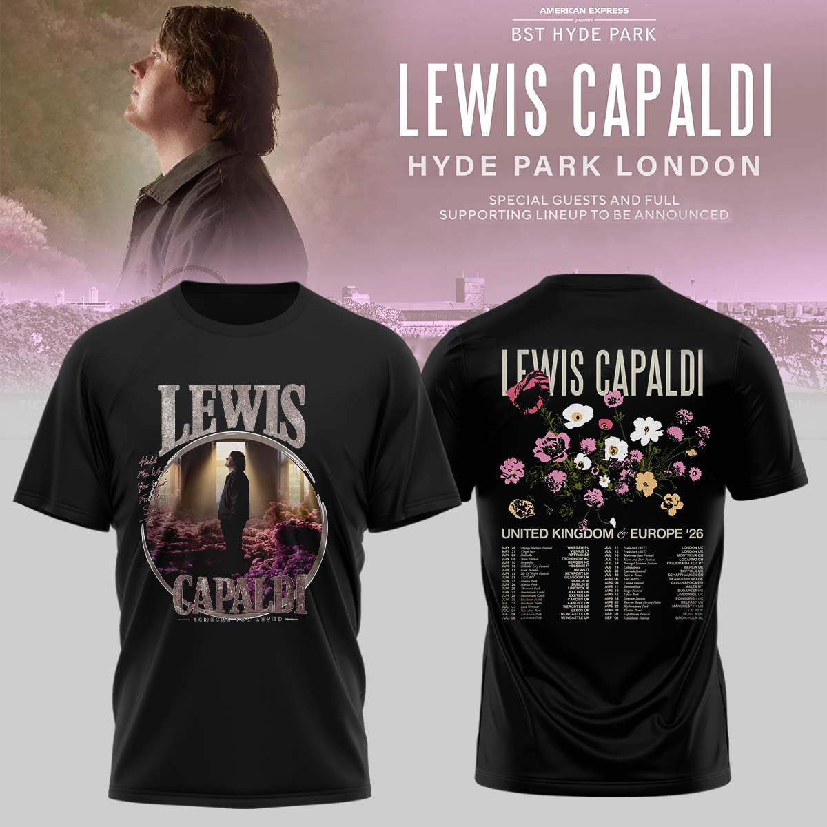 Lewis Capaldi Tour 2026 Exclusive Concert Tee