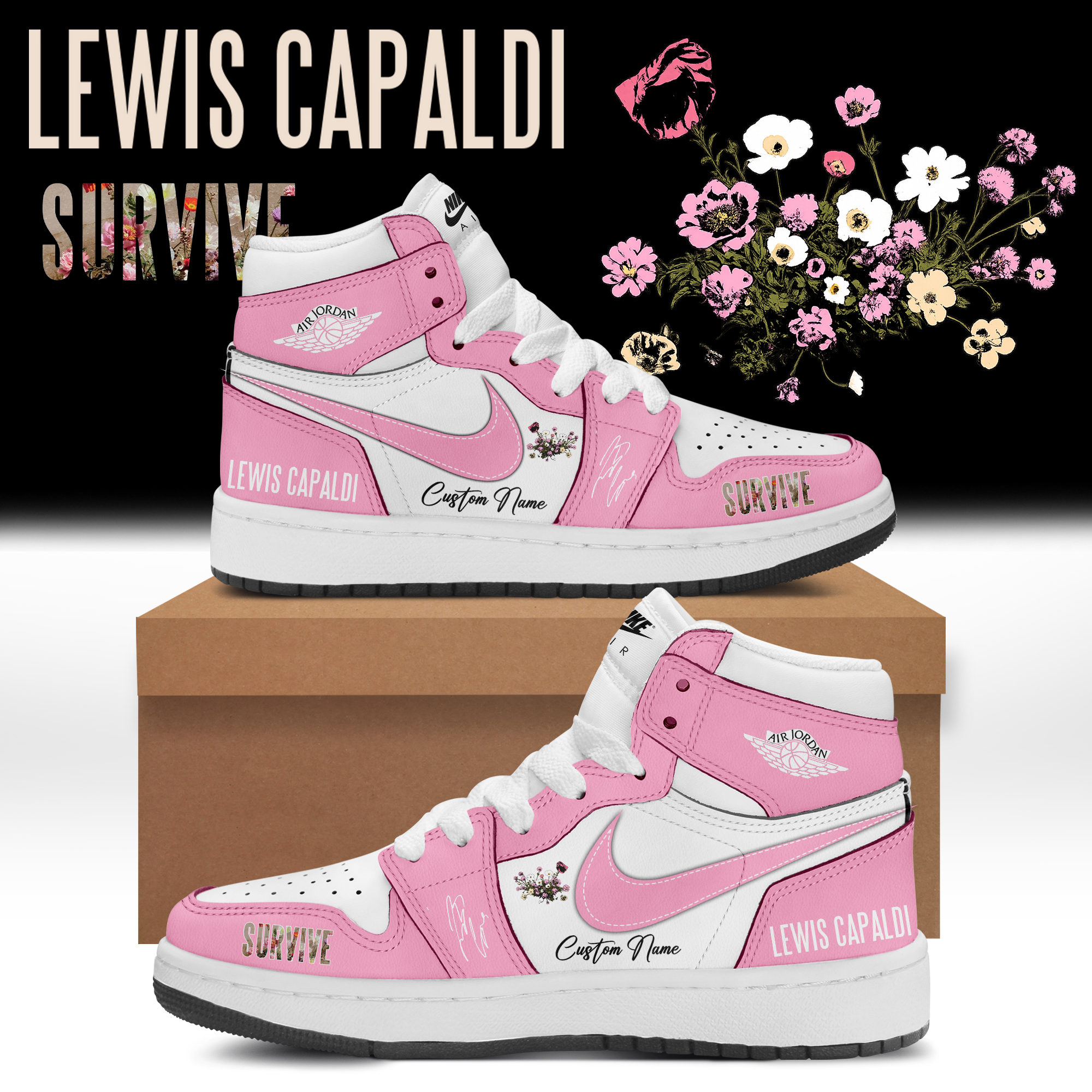 Lewis Capaldi Tour 2026 Exclusive Fan AJ1 High Top Sneakers