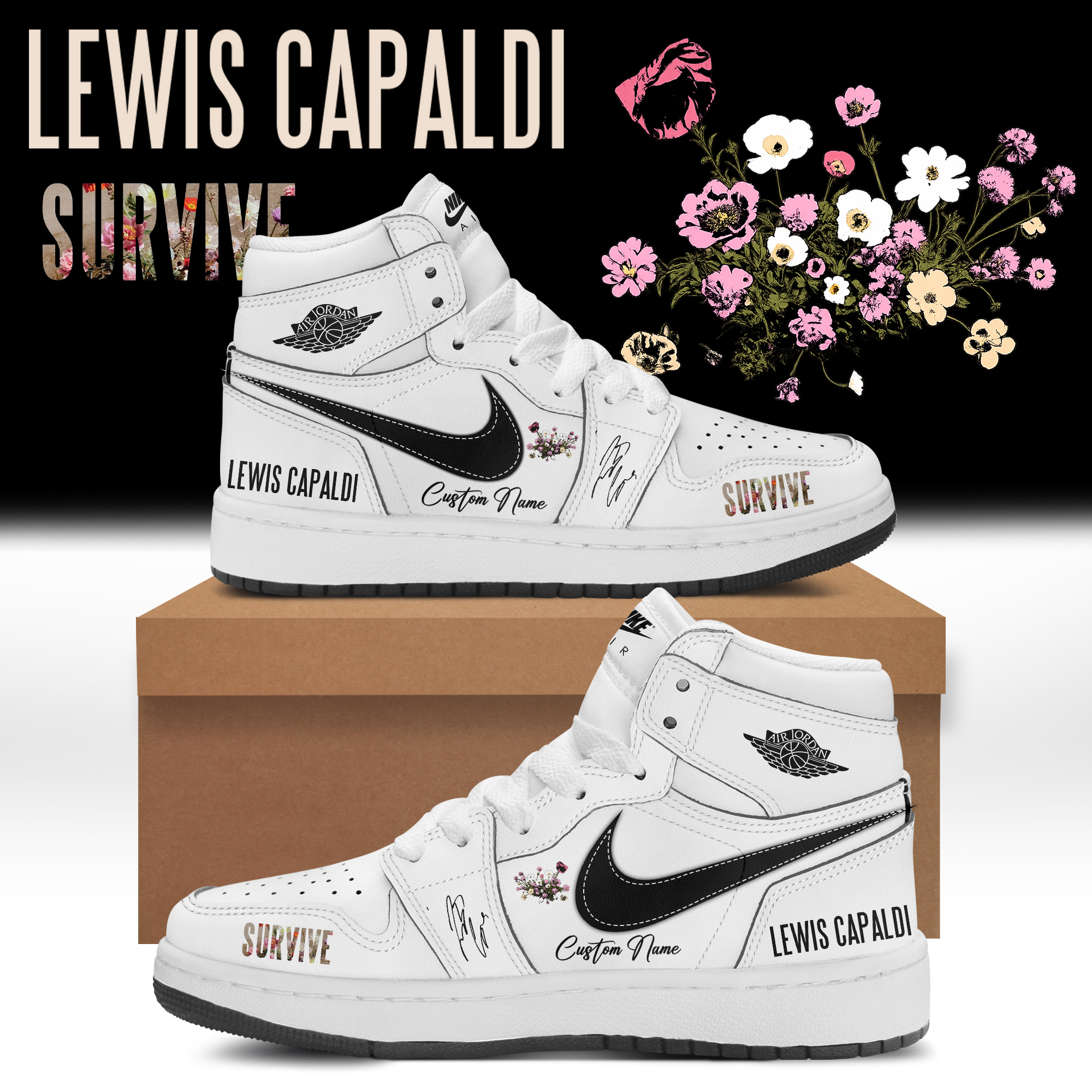 Lewis Capaldi Tour 2026 Premium Concert AJ1 Sneakers