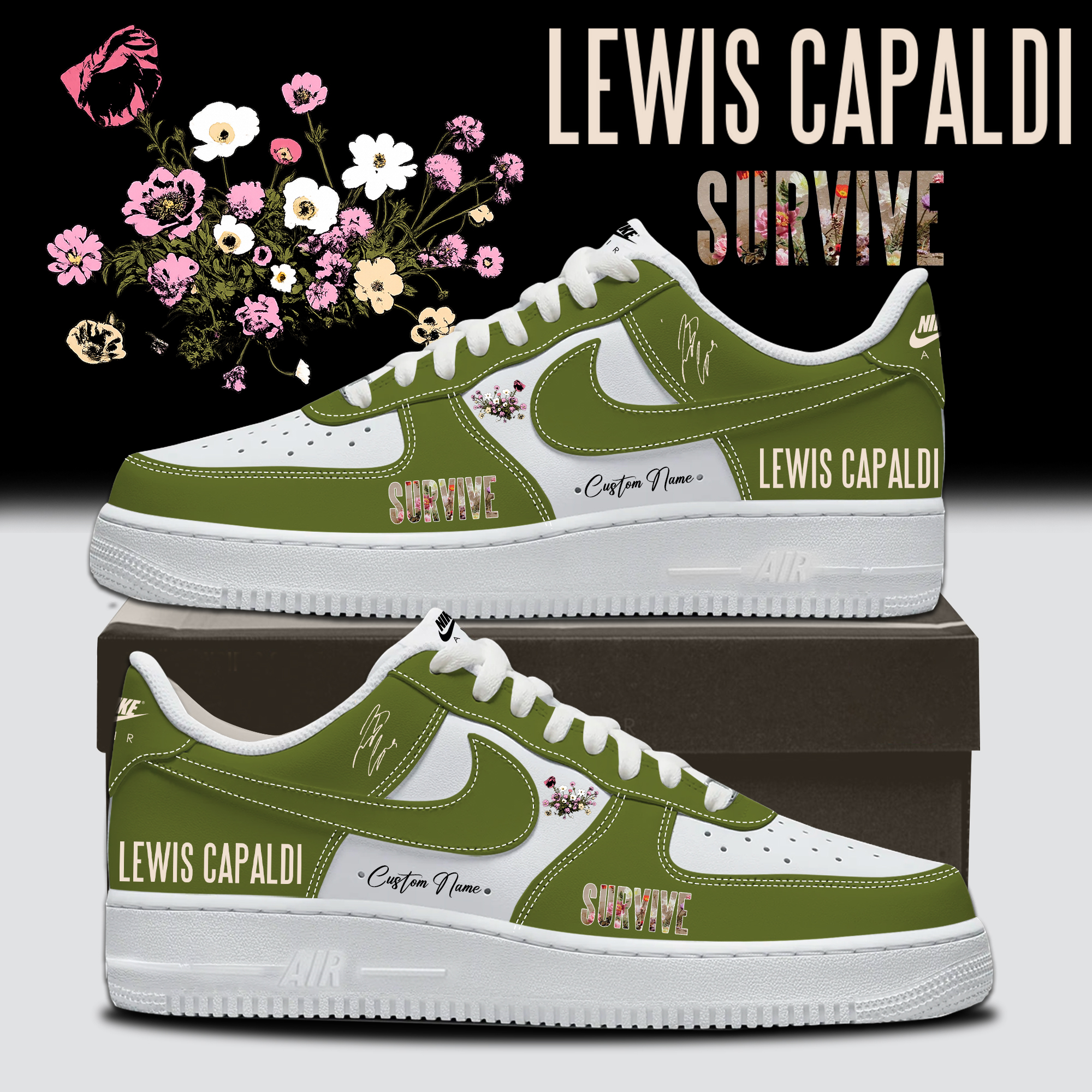 Lewis Capaldi Tour 2026 Premium Custom Air Force 1 Shoes