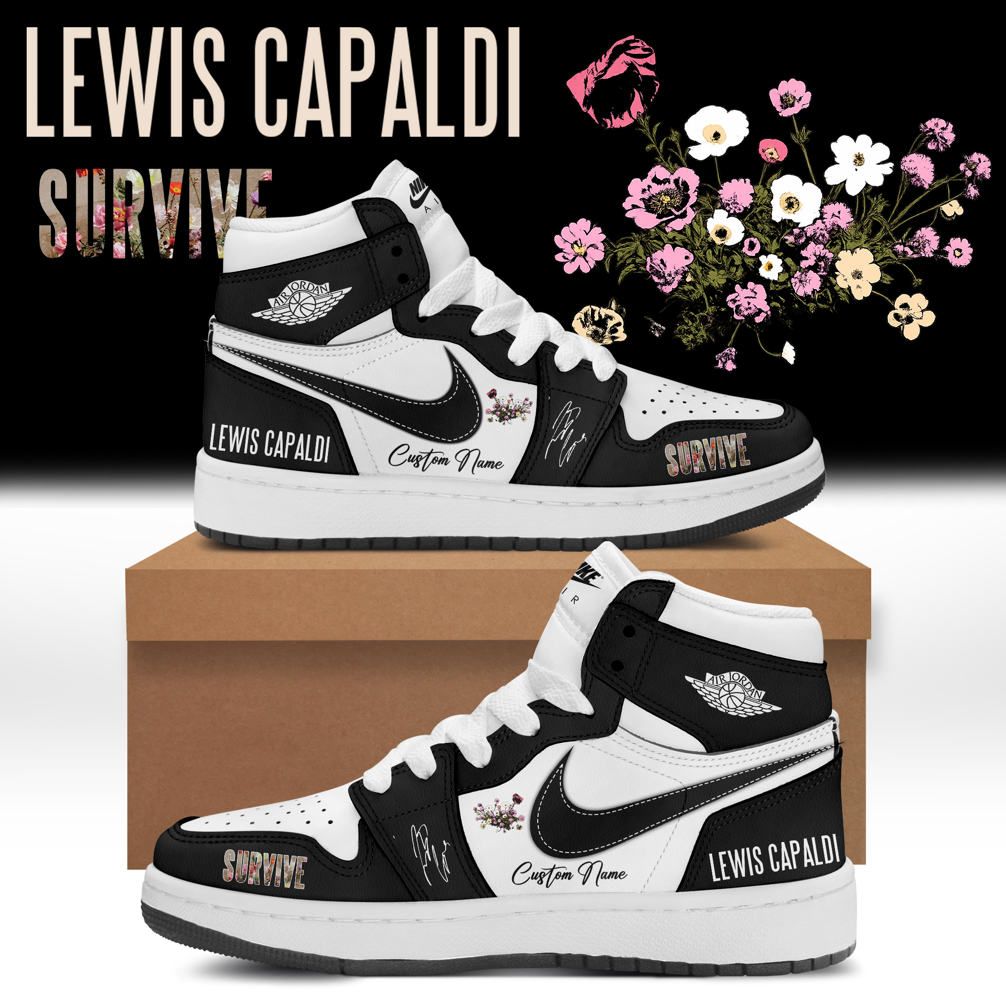 Lewis Capaldi Tour 2026 Signature Air Jordan 1 High Top Sneakers