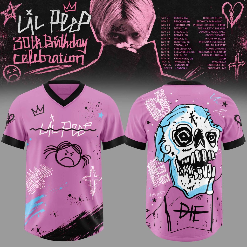 Lil Peep 2026 30th Birthday Celebration Tour 3D Football Jersey Alternative Rap Music Fanwear 2 - Unicasport Lil Peep 2026 30th Birthday Celebration Tour 3D Football Jersey Alternative Rap Music Fanwear