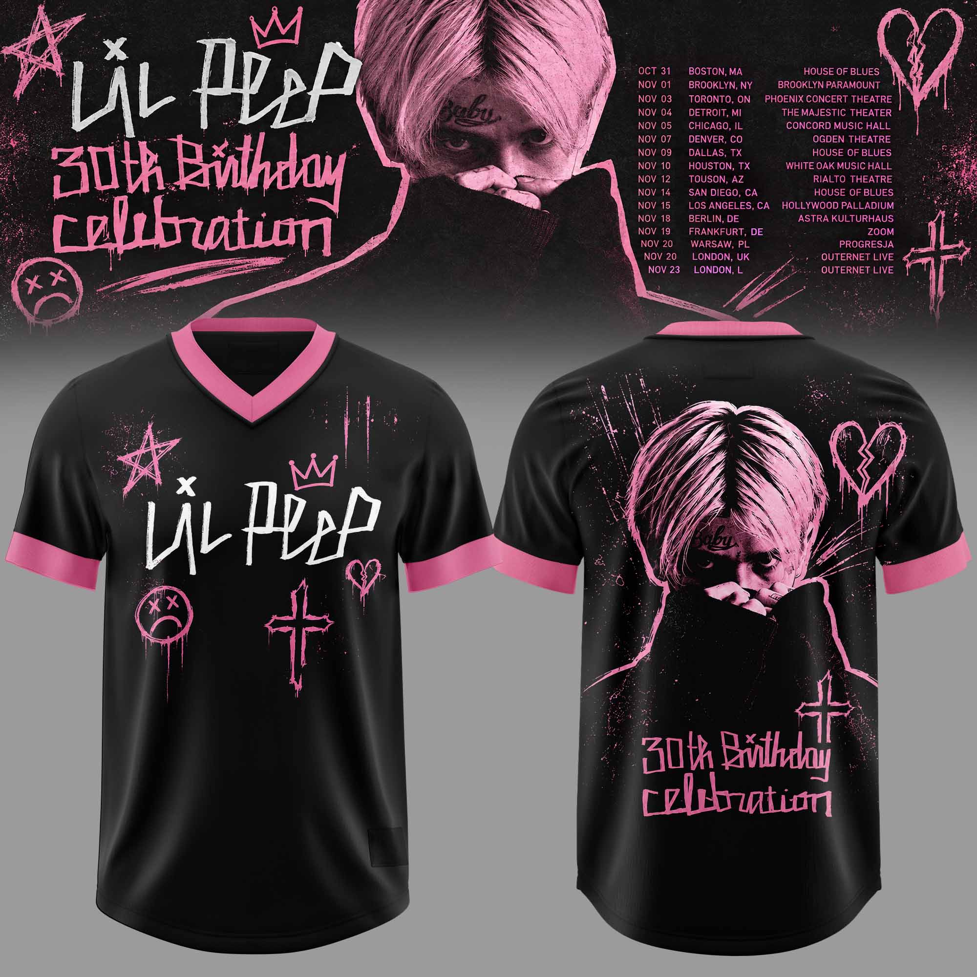 Lil Peep 30th Birthday Celebration US EU 2026 Tour 3D All Over Print Football Jersey Music Fan Apparel 1 - Unicasport Lil Peep 30th Birthday Celebration US EU 2026 Tour 3D All Over Print Football Jersey Music Fan Apparel