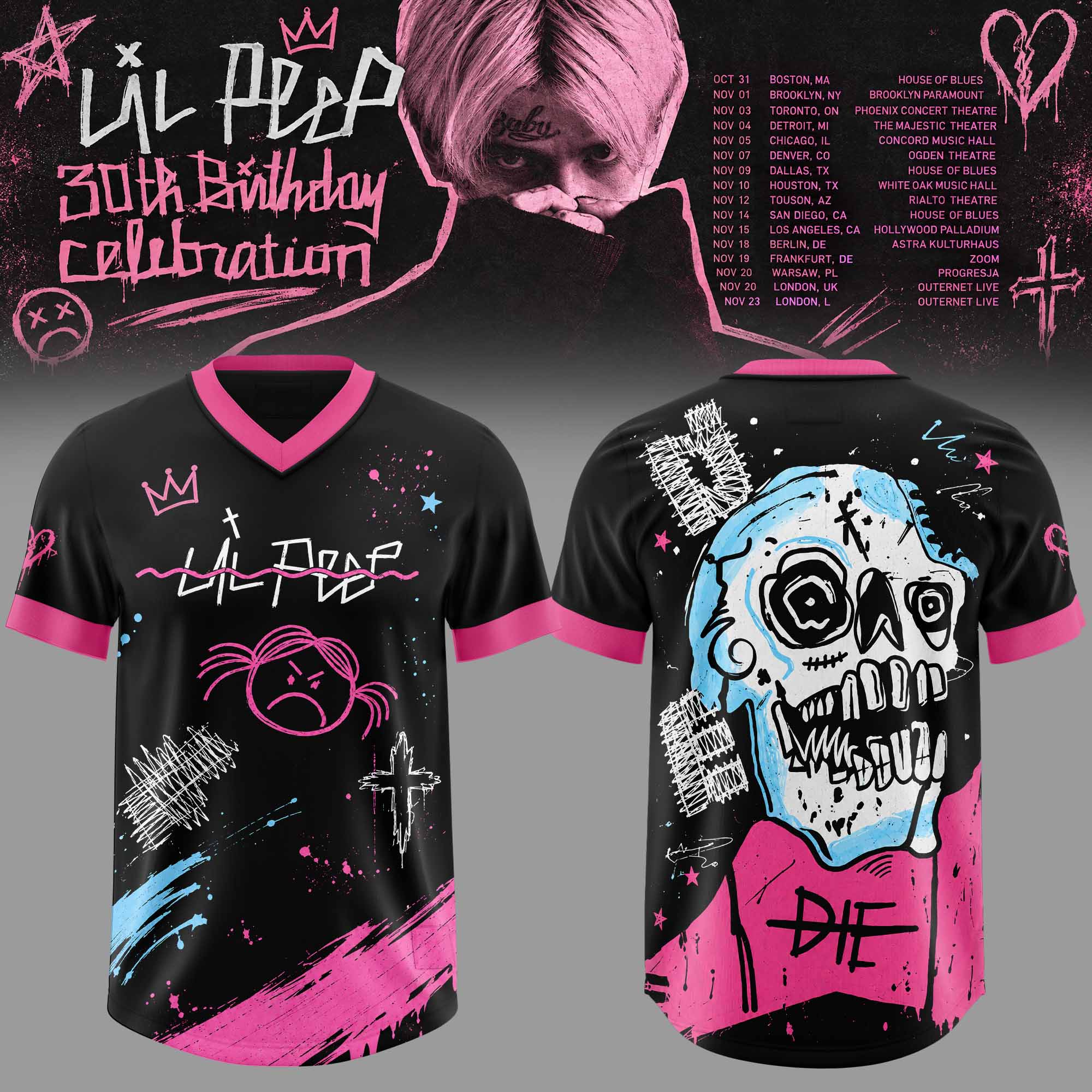 Lil Peep 30th Birthday Celebration US EU Tour 2026 Football Jersey Rapper Tribute Fan Apparel 2 - Unicasport Lil Peep 30th Birthday Celebration US EU Tour 2026 Football Jersey Rapper Tribute Fan Apparel