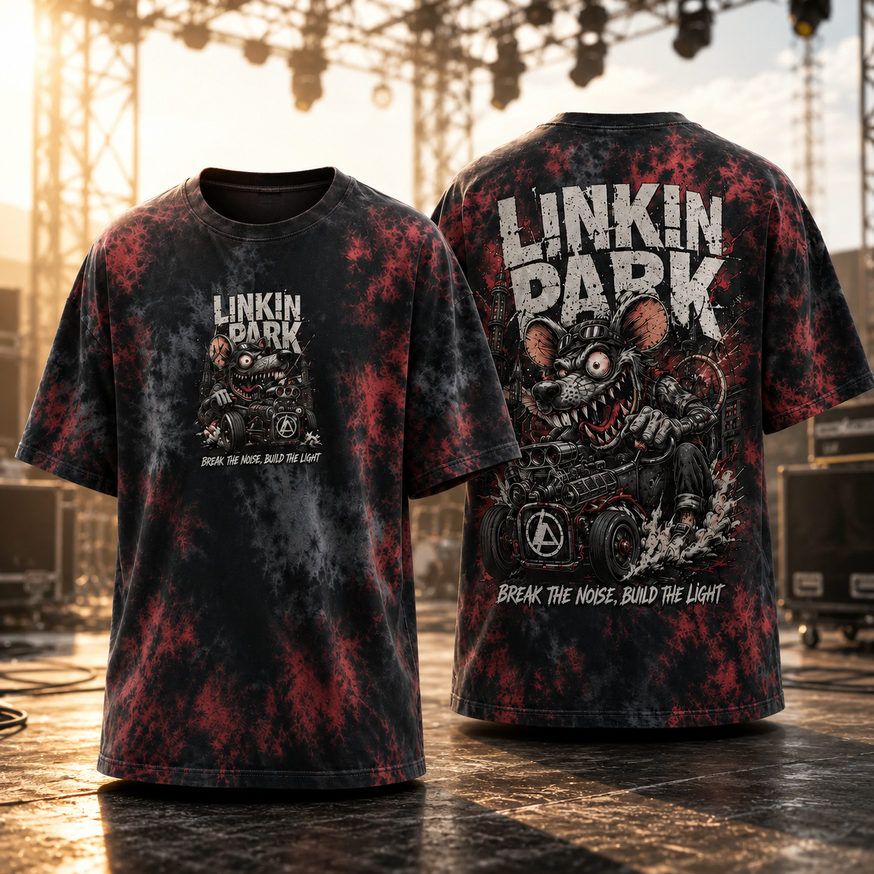 Linkin Park Break The Noise Build The Light Tie Dye T Shirt Vintage Nu Metal Band Graphic 2 Sided Unisex Tee Gift For Rock Fans