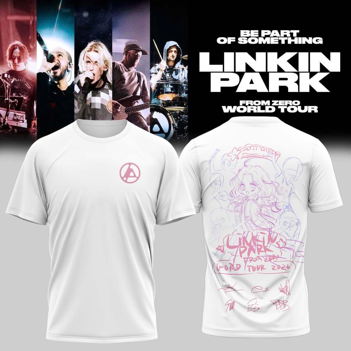 Linkin Park From Zero World Tour 2026 Exclusive Signature Band Tee Limited Edition Merchandise