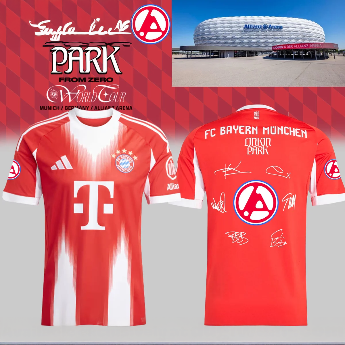 Linkin Park x FC Bayern MÃ¼nchen Limited Baseball Jersey Fan Apparel