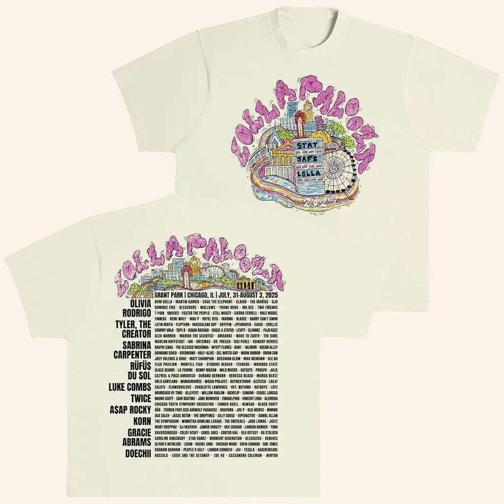 Lollapalooza Merch Skyline TShirt Gifts For Wife