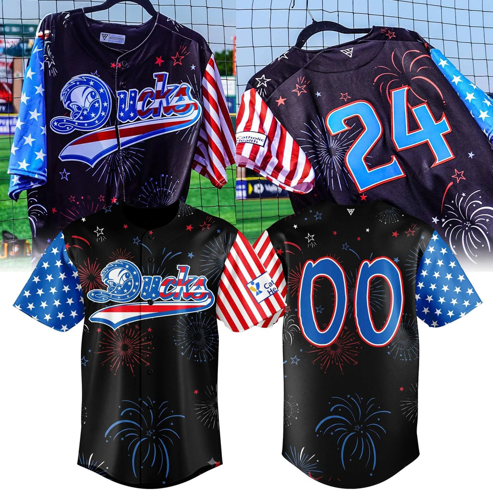 Long Island Ducks Fourth Of July Fireworks 2026 Baseball Jersey