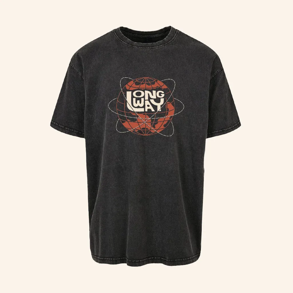 Long Way Merch Long Way Globe Black Acid Wash TShirt Gifts For Dad