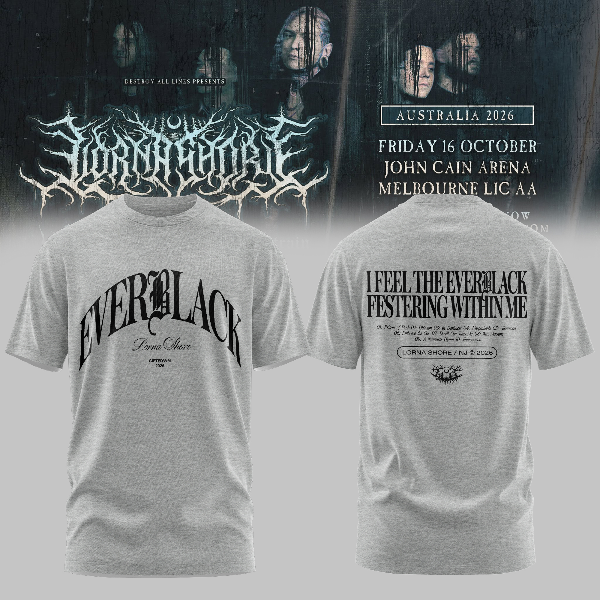 Lorna Shore Australia New Zealand Tour 2026 Graphic T Shirt