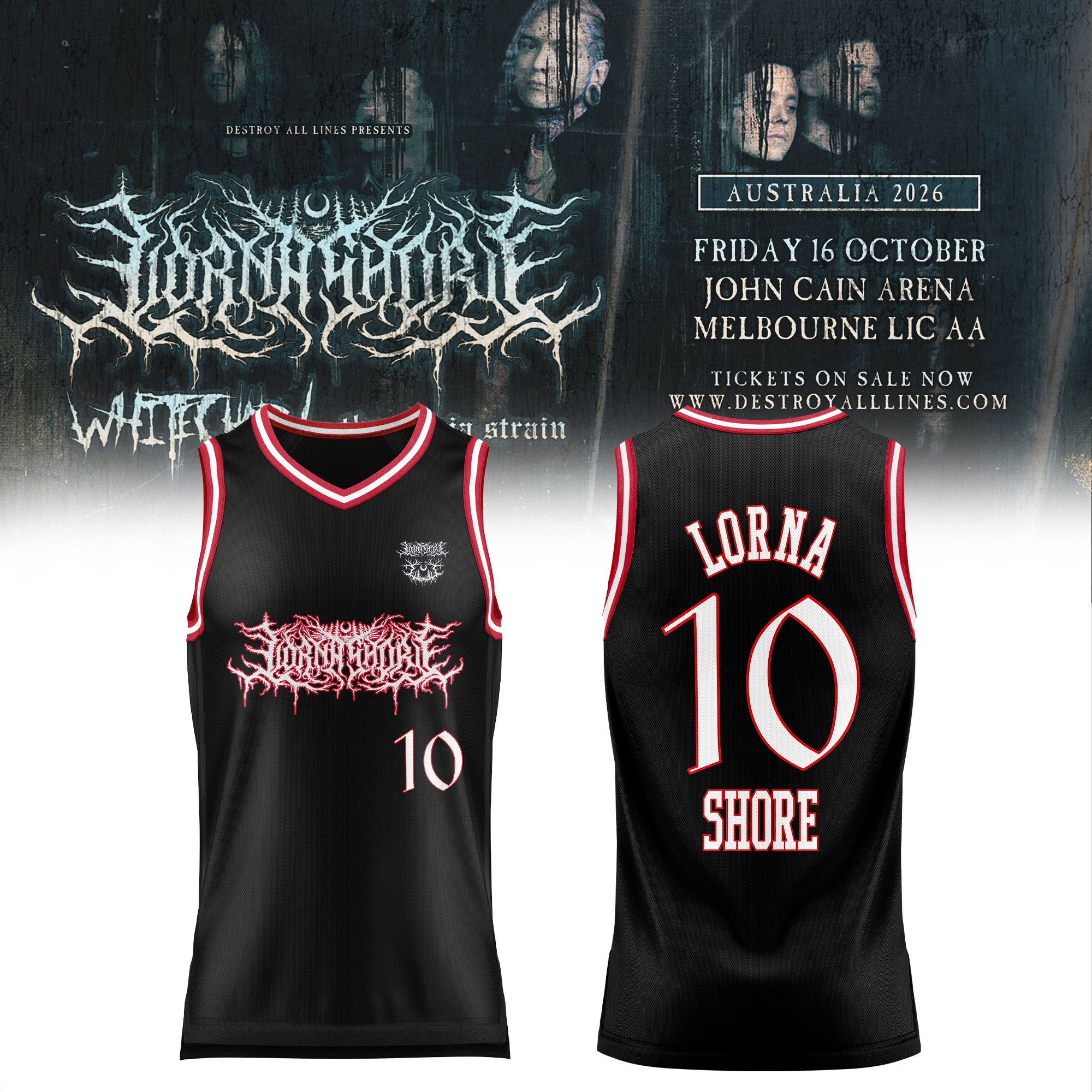Lorna Shore Australia New Zealand Tour 2026 Limited Baseball Jersey Fan Edition