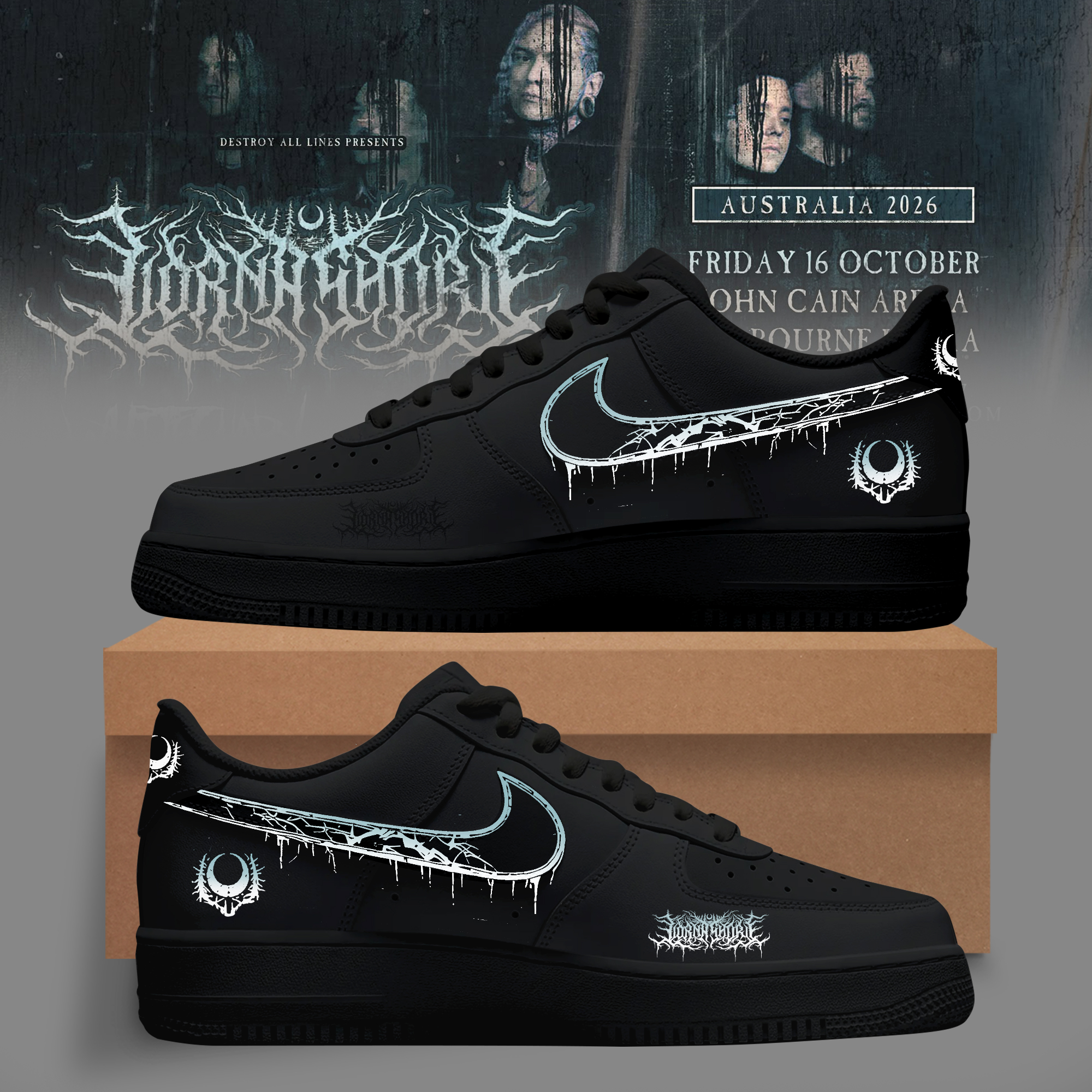 Lorna Shore Grim Eclipse Custom Air Force 1 Sneakers
