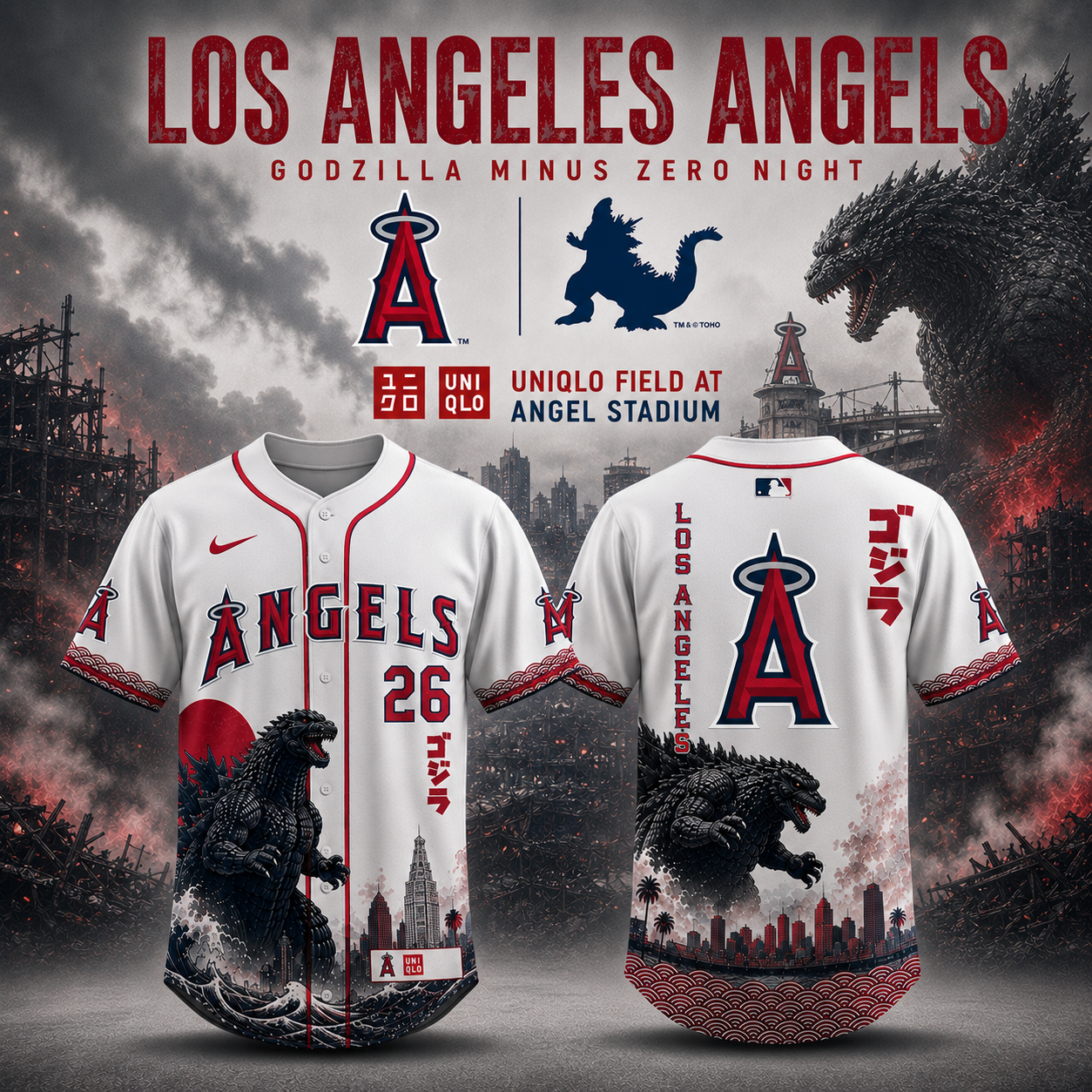 Los Angeles Angels Godzilla Minus One Premium Fan Baseball Jersey