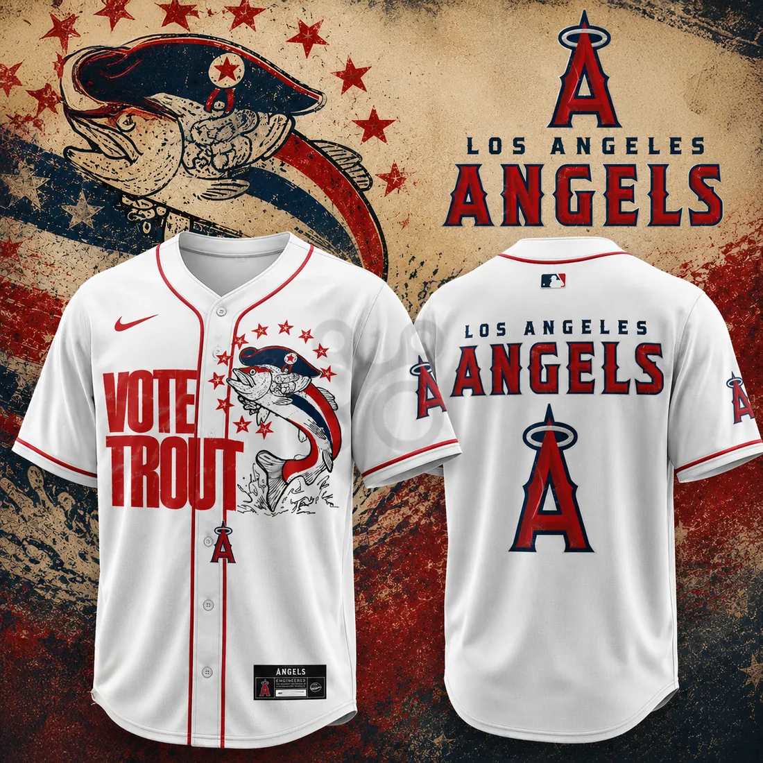 Los Angeles Angels Mike Trout Vote Trout White Baseball Jersey