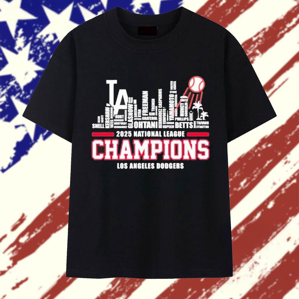 Los Angeles Dodgers 2025 National League Champions Skyline Name T Shirt