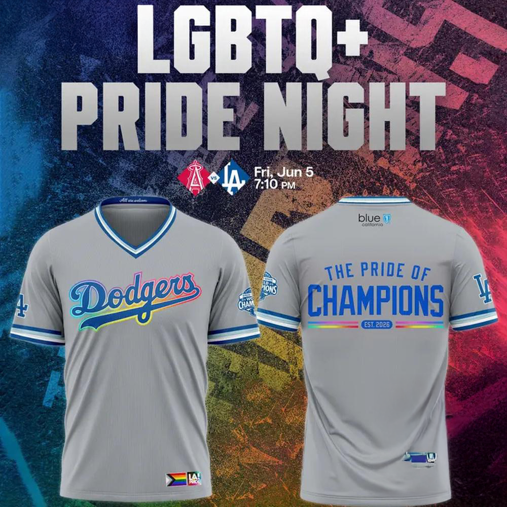 Los Angeles Dodgers 2026 LGBTQ Pride Night Gray Graphic T Shirt