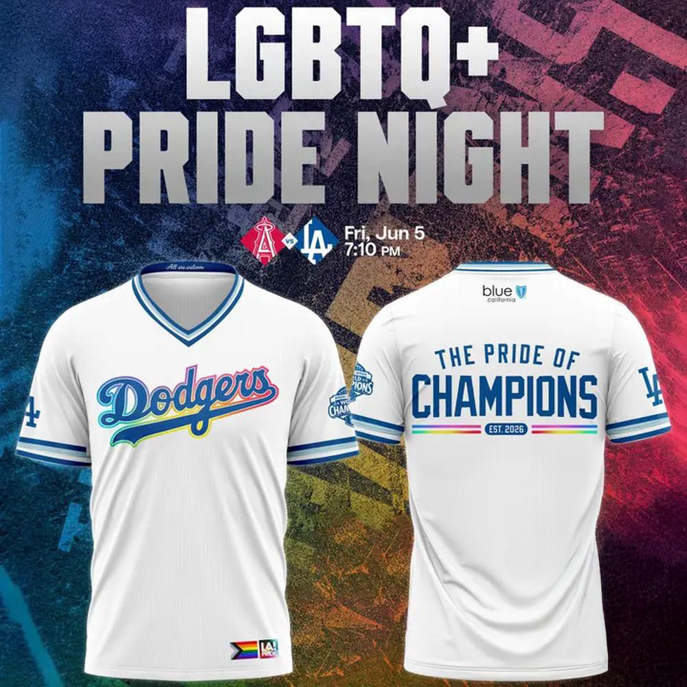 Los Angeles Dodgers 2026 LGBTQ Pride Night White Graphic T Shirt