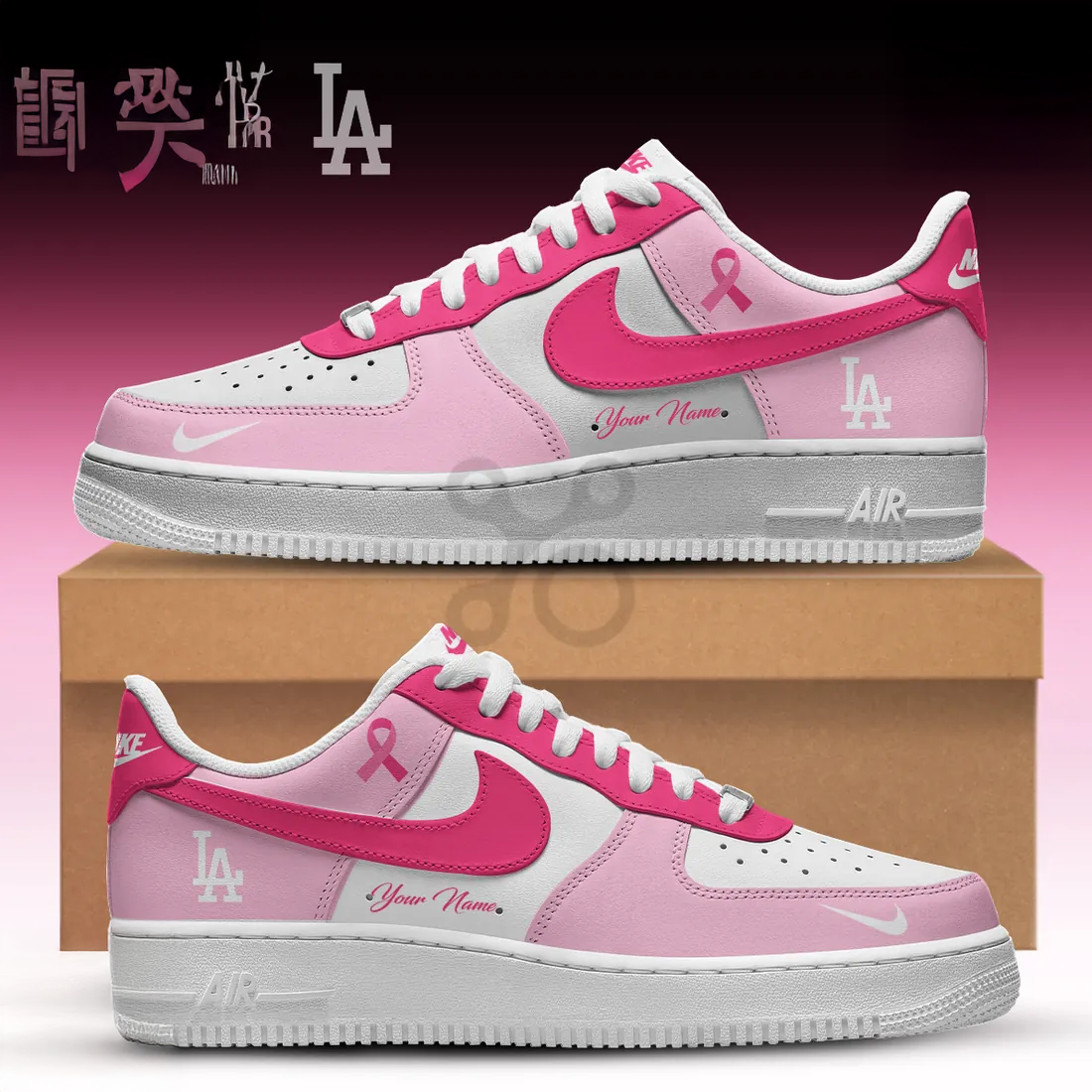 Los Angeles Dodgers Breast Cancer Awareness Pink Air Force 1 Sneakers