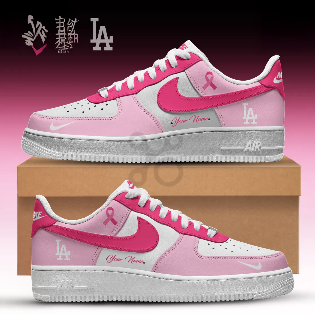 Los Angeles Dodgers Breast Cancer Awareness Pink Air Force 1 Sneakers