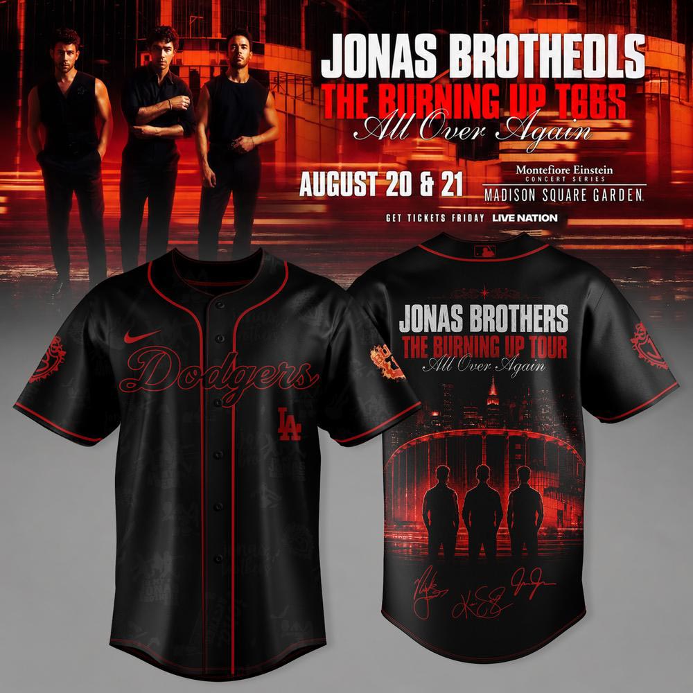 Los Angeles Dodgers Jonas Brothers The Burning Up Tour 2026 Baseball Jersey 1 - Unicasport Los Angeles Dodgers Jonas Brothers The Burning Up Tour 2026 Baseball Jersey