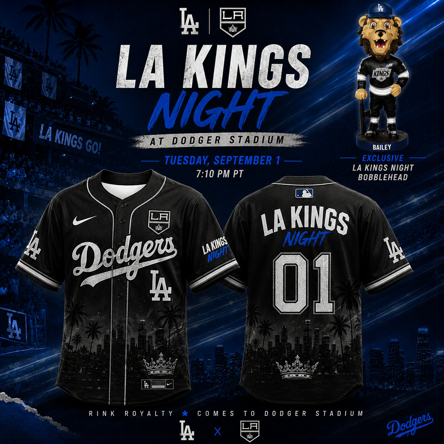 Los Angeles Dodgers LA Kings Night Limited Edition Baseball Jersey