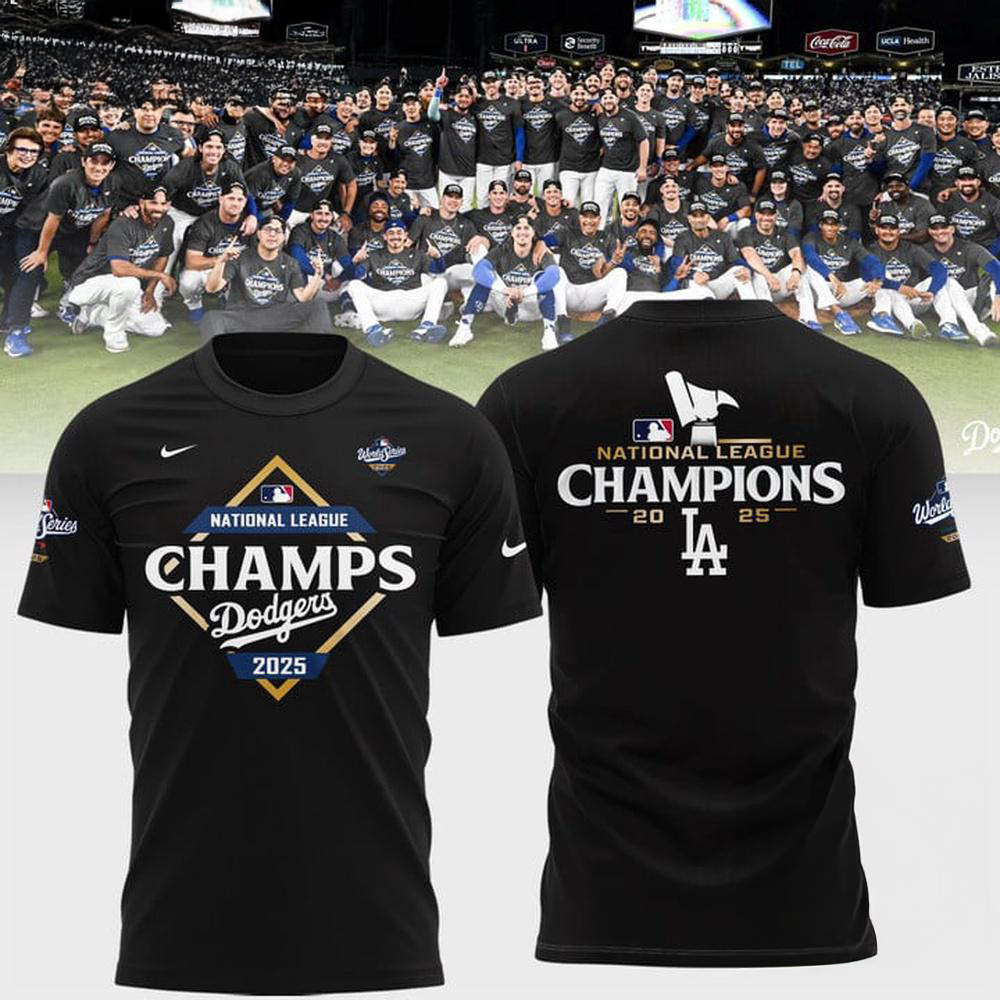 Los Angeles Dodgers National League Champions 2025 Black T Shirt