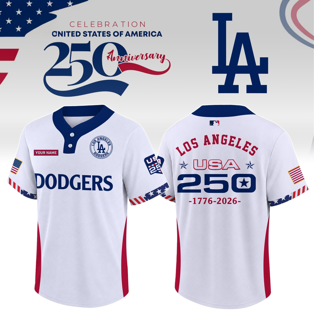 Los Angeles Dodgers USA 250th Anniversary Two Button Baseball Jersey