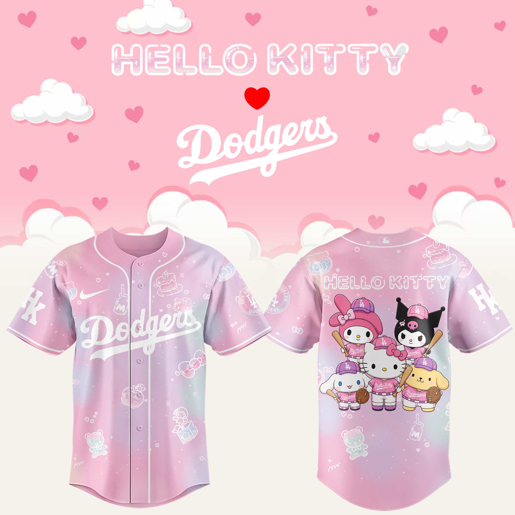 Los Angeles Dodgers x Hello Kitty Theme Nights Limited Edition Baseball Jersey Gifts For Fans