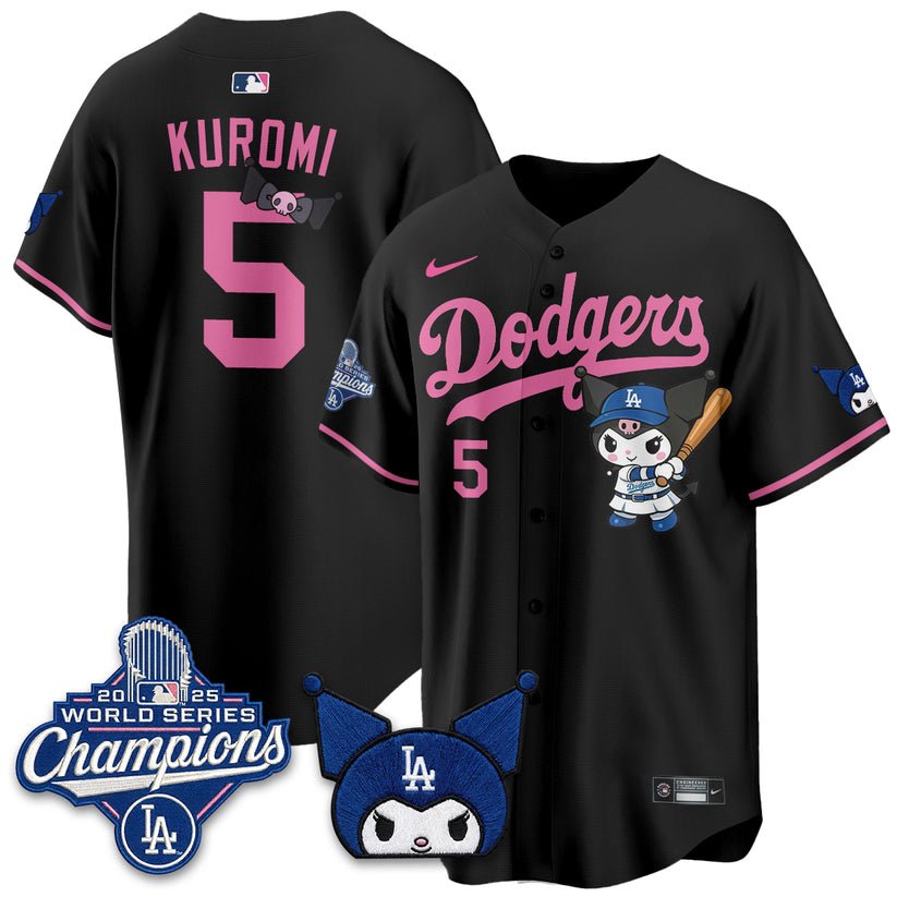 Los Angeles Dodgers x Kuromi Edition Custom Baseball Jersey Baseball Fan Cute Character Game Day Apparel 1 - Unicasport Los Angeles Dodgers x Kuromi Edition Custom Baseball Jersey Baseball Fan Cute Character Game Day Apparel
