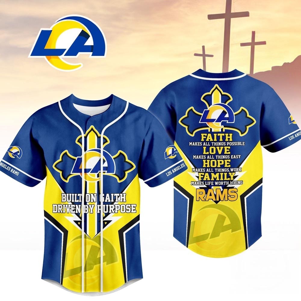 Los Angeles Rams Blessed Beyond The Score Baseball Jersey Football Faith Fan Collection 2 - Unicasport Los Angeles Rams Blessed Beyond The Score Baseball Jersey Football Faith Fan Collection