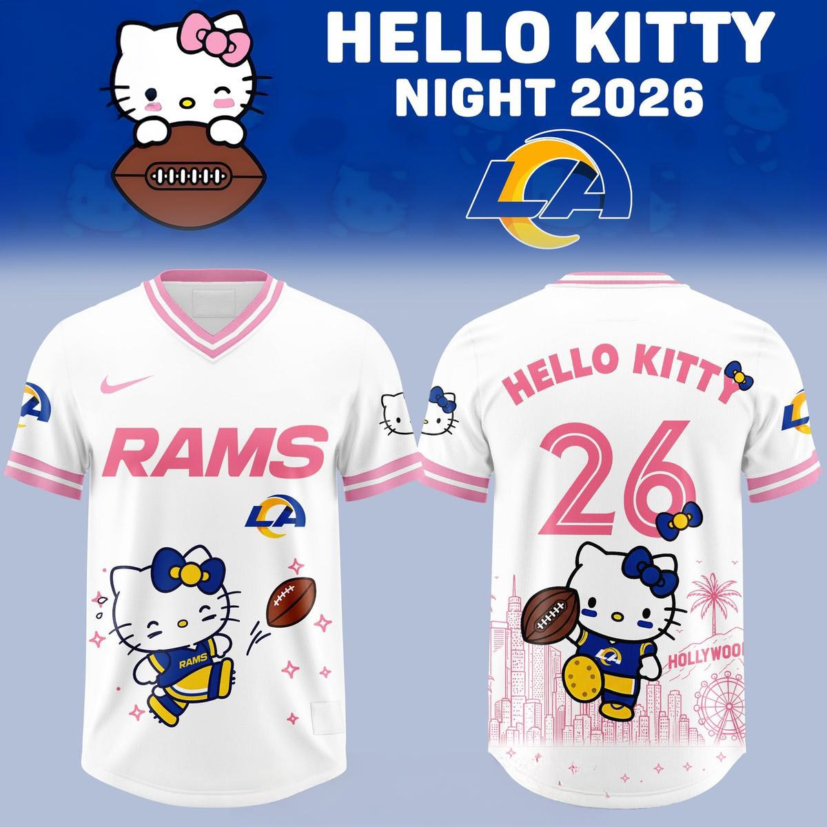 Los Angeles Rams Hello Kitty Meets Game Day 2026 Football Jersey Personalized Crossover Edition 1 - Unicasport Los Angeles Rams Hello Kitty Meets Game Day 2026 Football Jersey Personalized Crossover Edition