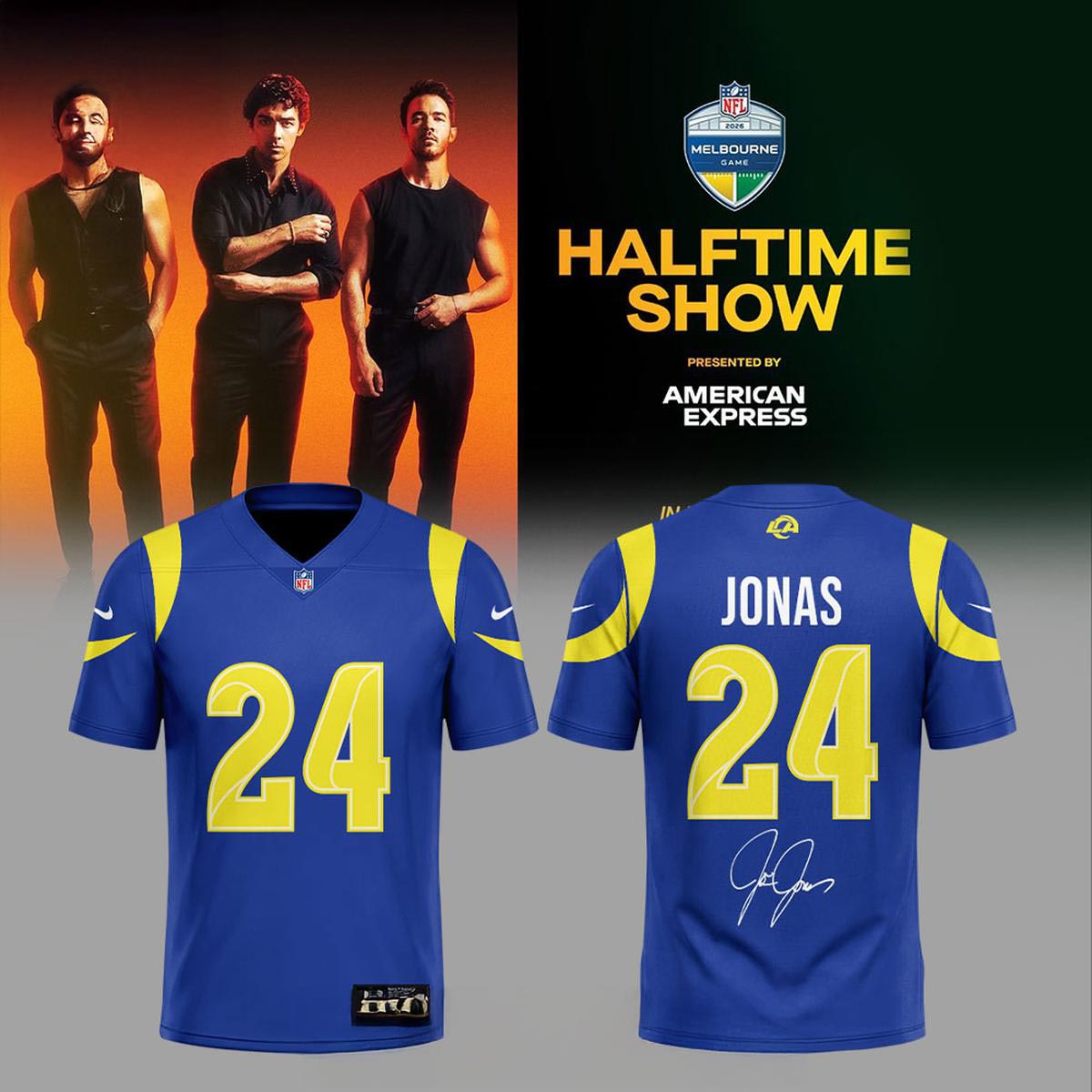 Los Angeles Rams Jonas Brothers 2026 Halftime Show Personalized Football Jersey NFL Pop Music Fan Custom Apparel 1 - Unicasport Los Angeles Rams Jonas Brothers 2026 Halftime Show Personalized Football Jersey NFL Pop Music Fan Custom Apparel