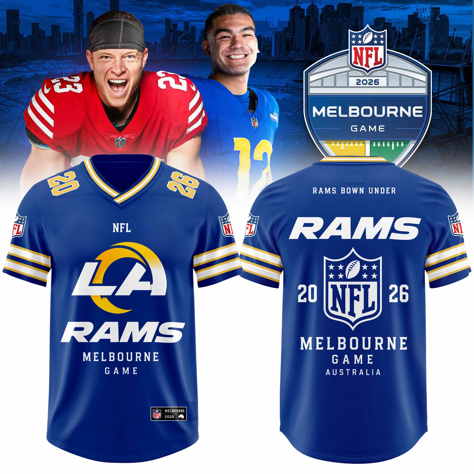 Los Angeles Rams Melbourne 2026 Exclusive Football Jersey Fanwear 2 - Unicasport Los Angeles Rams Melbourne 2026 Exclusive Football Jersey Fanwear
