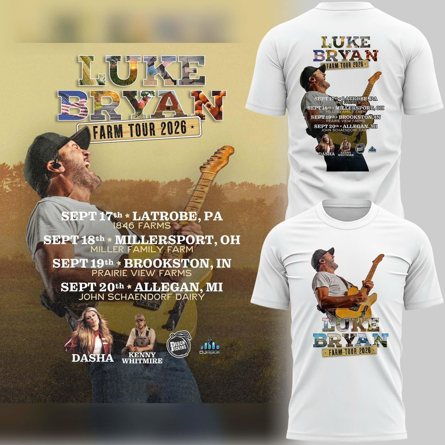 Luke Bryan Farm Tour 2026 Graphic T Shirt Country Music Fan Gift