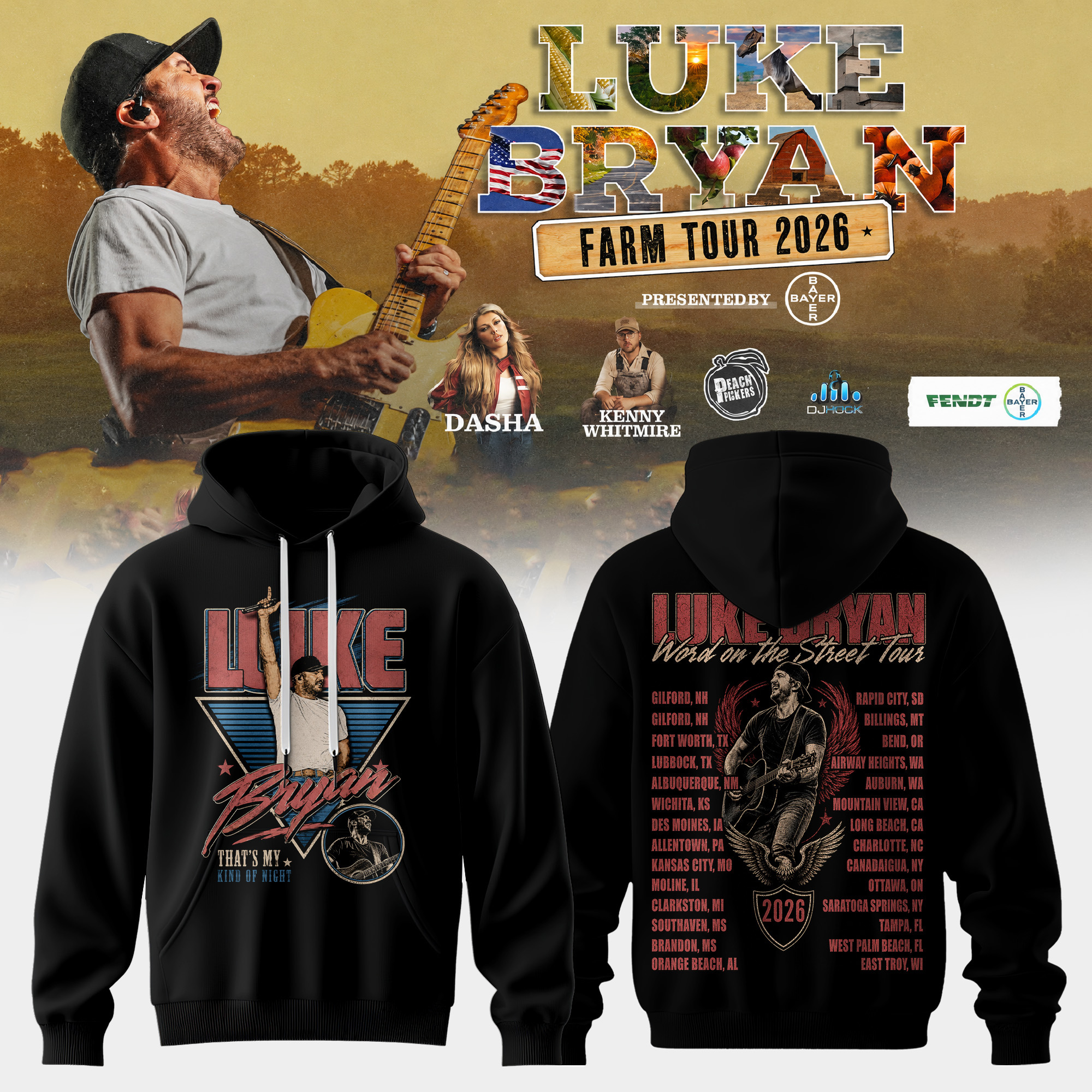 Luke Bryan Word On The Street Tour 2026 Exclusive Limited Edition Hoodie