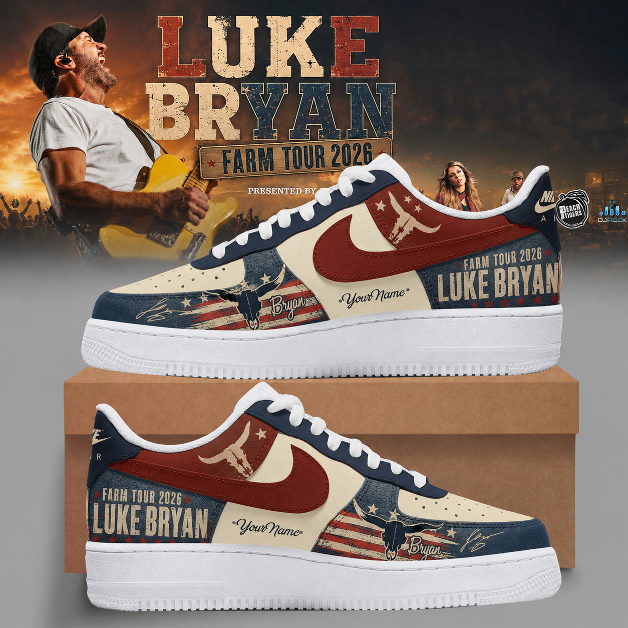 Luke Bryan Word On The Street Tour 2026 Limited Edition Casual Shoes