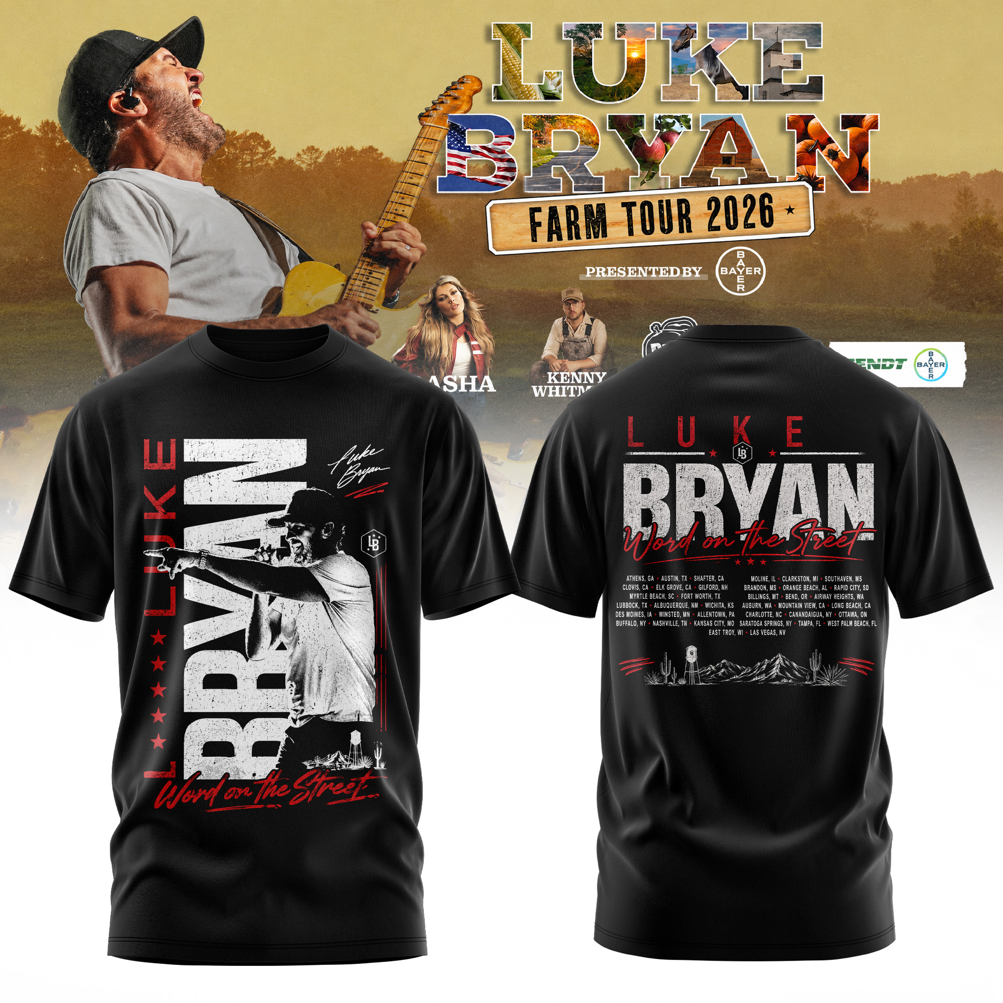 Luke Bryan Word On The Street Tour 2026 Limited Edition Graphic T Shirt