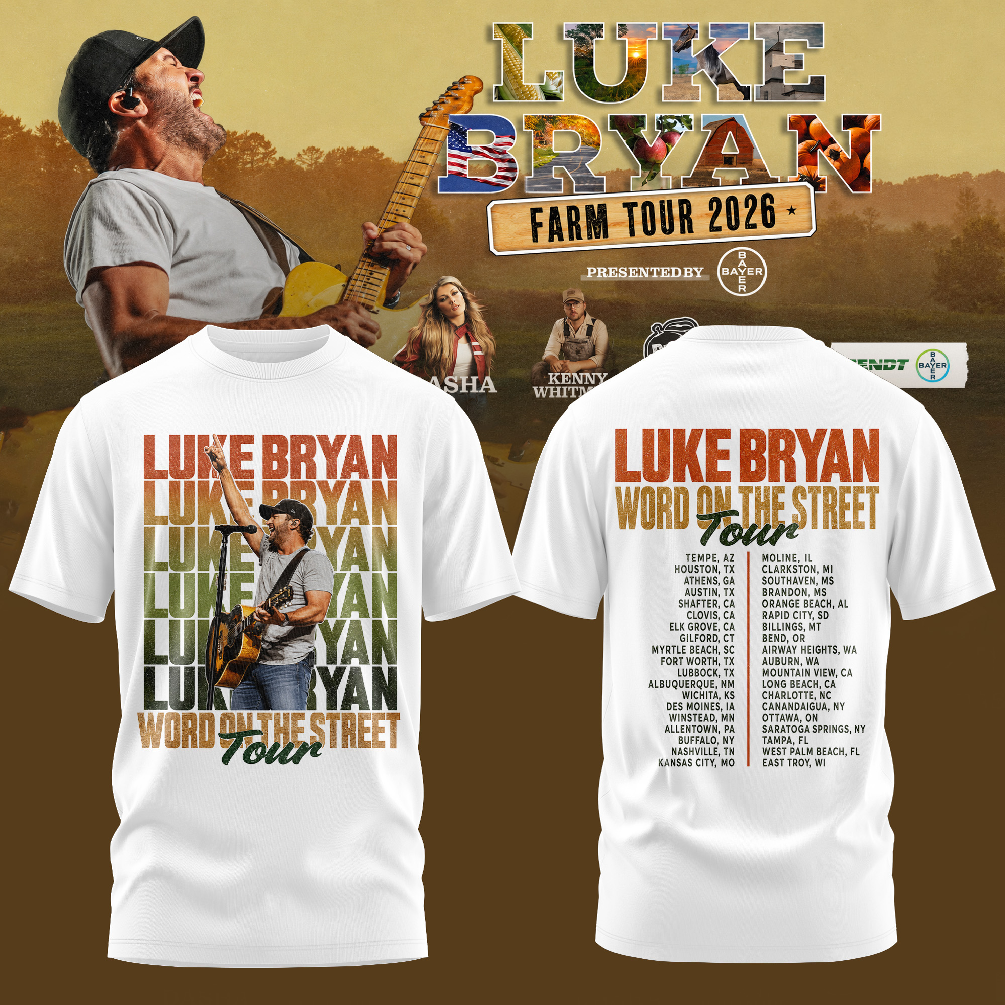 Luke Bryan Word On The Street Tour 2026 Premium Concert Graphic Tee