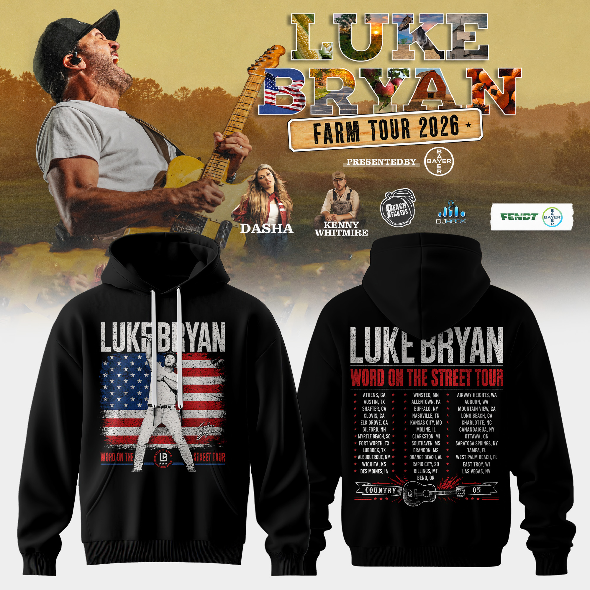 Luke Bryan Word On The Street Tour 2026 Premium Concert Hoodie