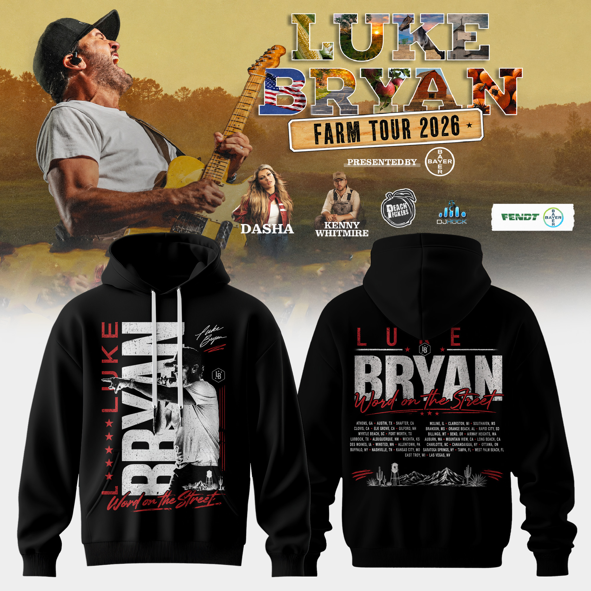 Luke Bryan Word On The Street Tour 2026 Premium Music Fan Hoodie