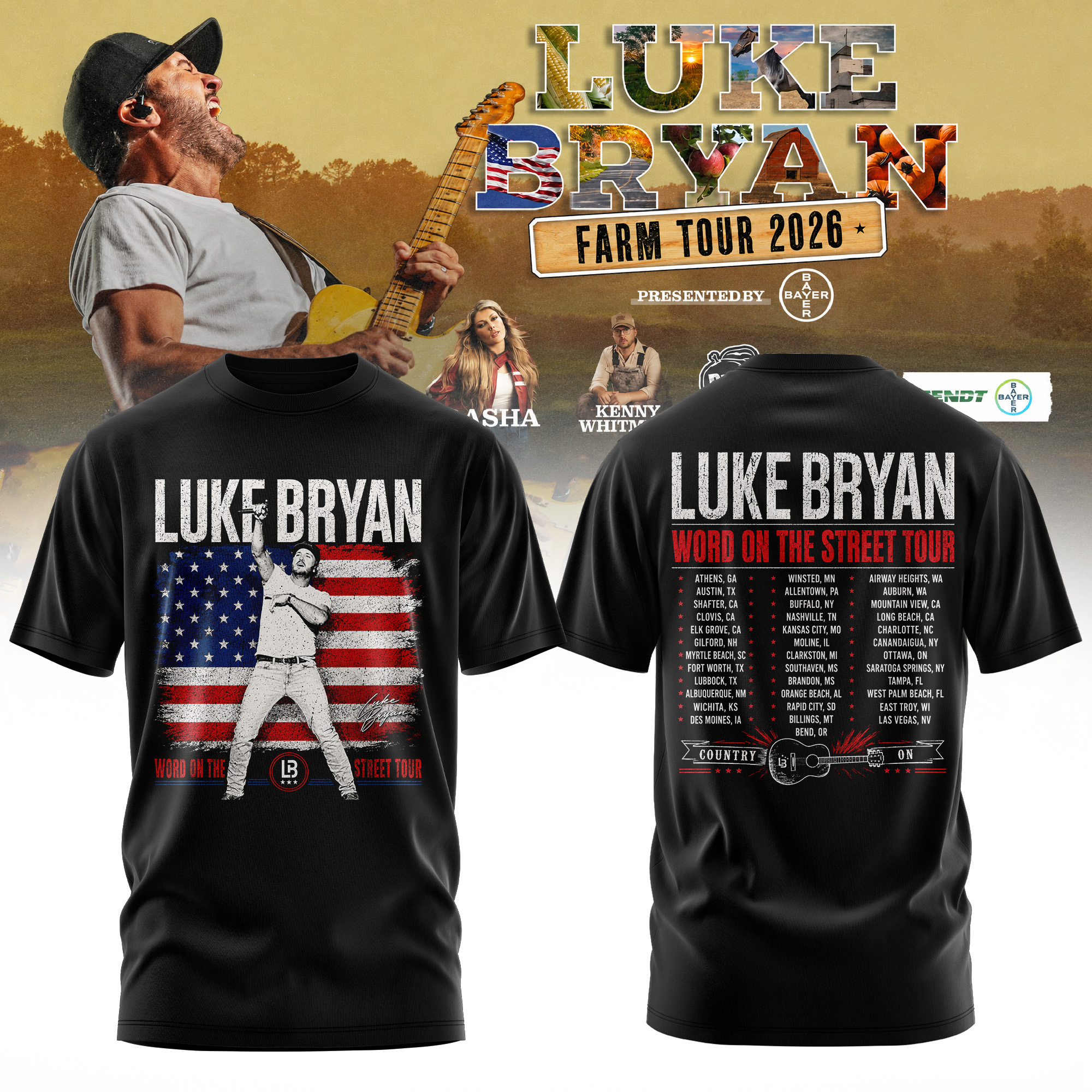 Luke Bryan Word On The Street Tour 2026 Signature Fan T Shirt