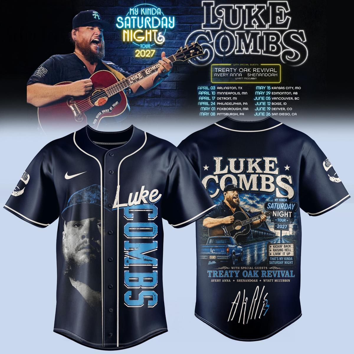 Luke Combs My Kinda Saturday Night Tour 2027 Baseball Jersey Country Music Concert Tour Fan Sports Apparel 1 - Unicasport Luke Combs My Kinda Saturday Night Tour 2027 Baseball Jersey Country Music Concert Tour Fan Sports Apparel