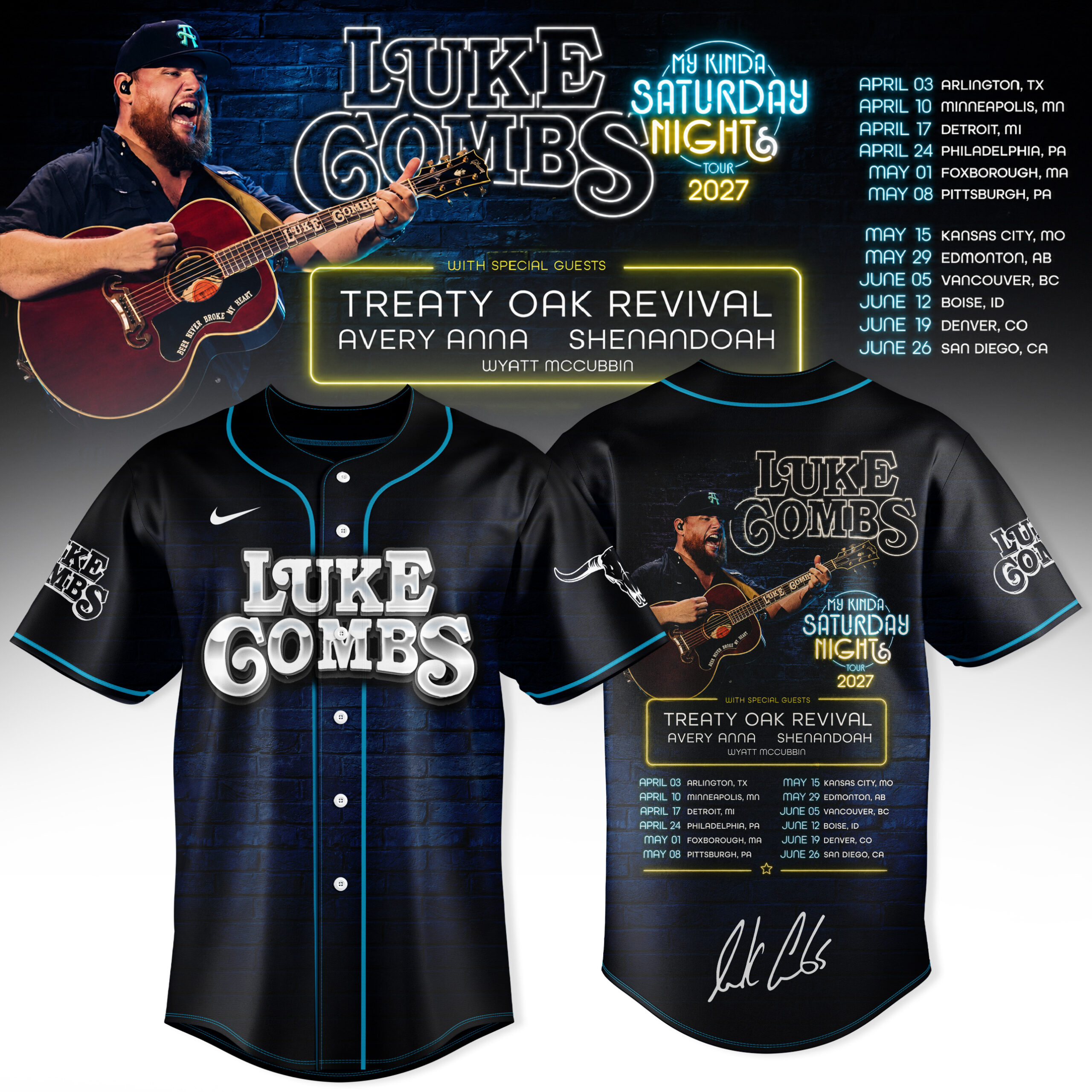 Luke Combs My Kinda Saturday Night Tour 2027 Jersey Country Music Concert Sports Style Fan Apparel 1 - Unicasport Luke Combs My Kinda Saturday Night Tour 2027 Jersey Country Music Concert Sports Style Fan Apparel