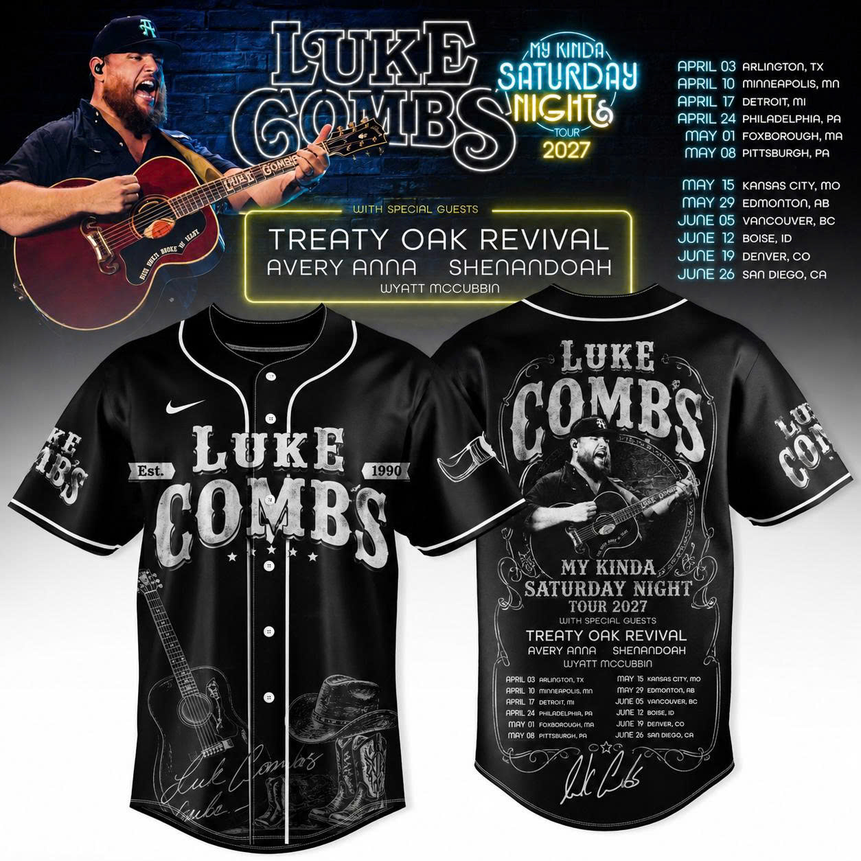 Luke Combs My Kinda Saturday Night Tour 2027 Limited Edition Jersey Country Music Fan Gift 2 - Unicasport Luke Combs My Kinda Saturday Night Tour 2027 Limited Edition Jersey Country Music Fan Gift